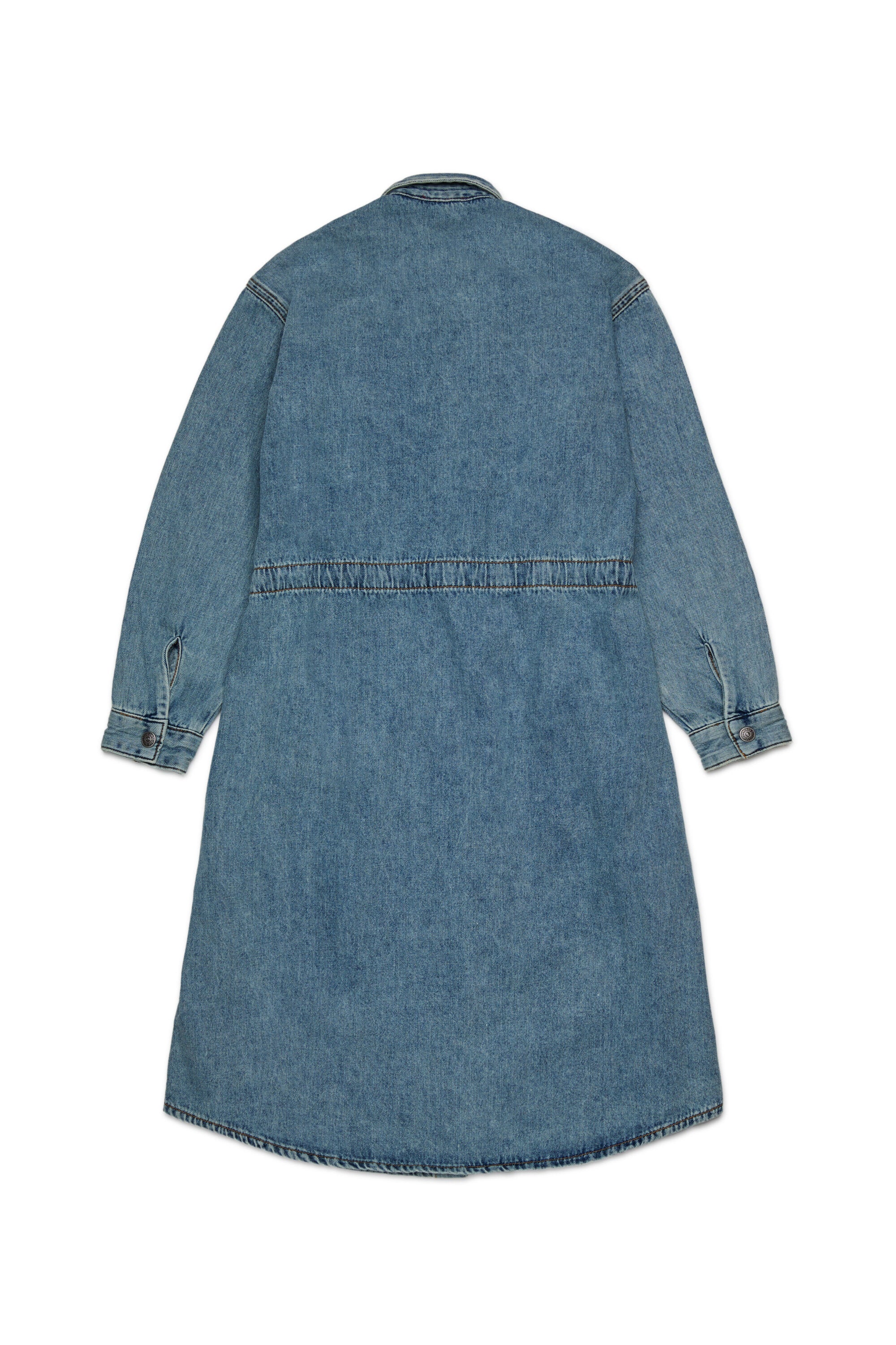 Marbled effect denim shirt dress