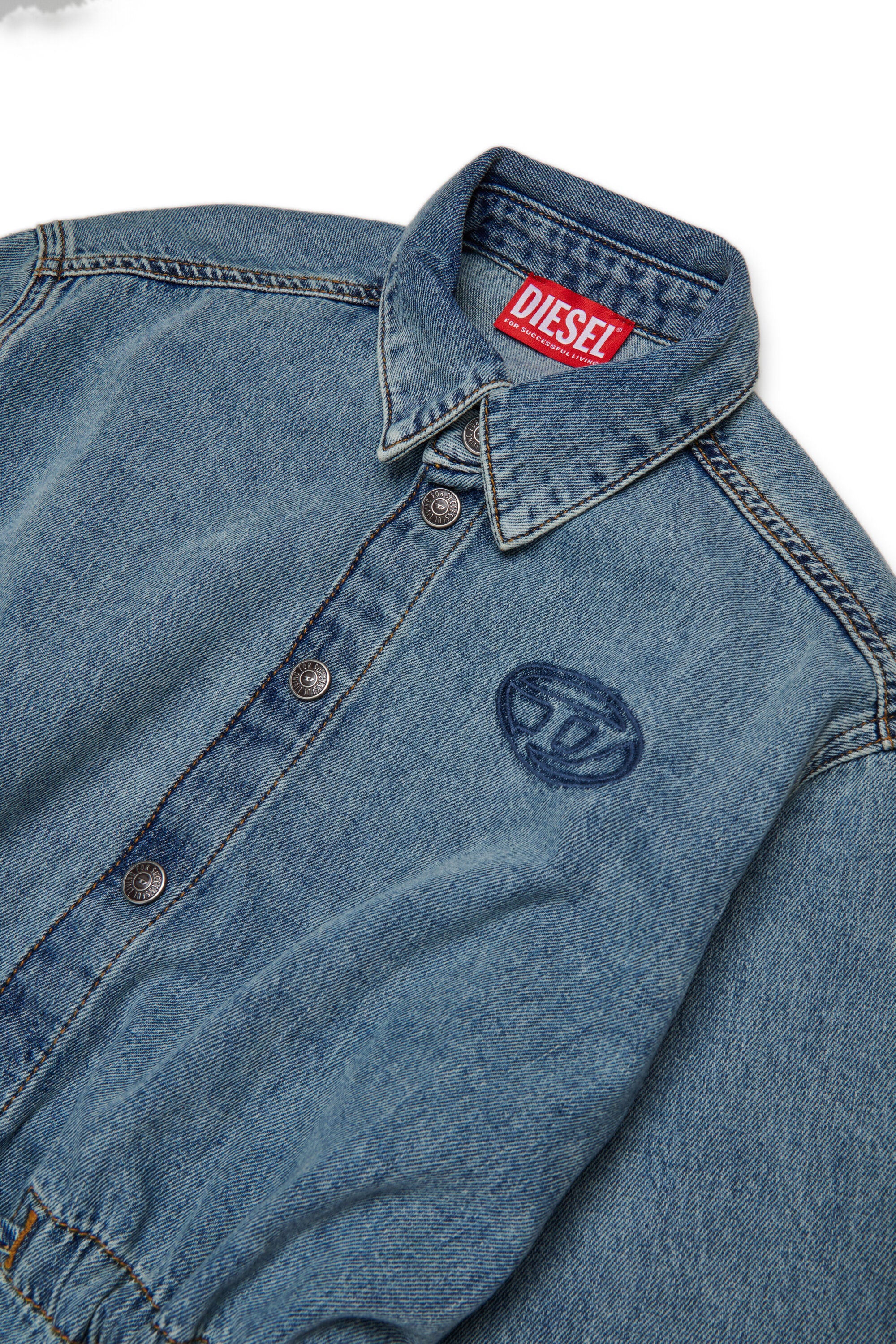 Marbled effect denim shirt dress