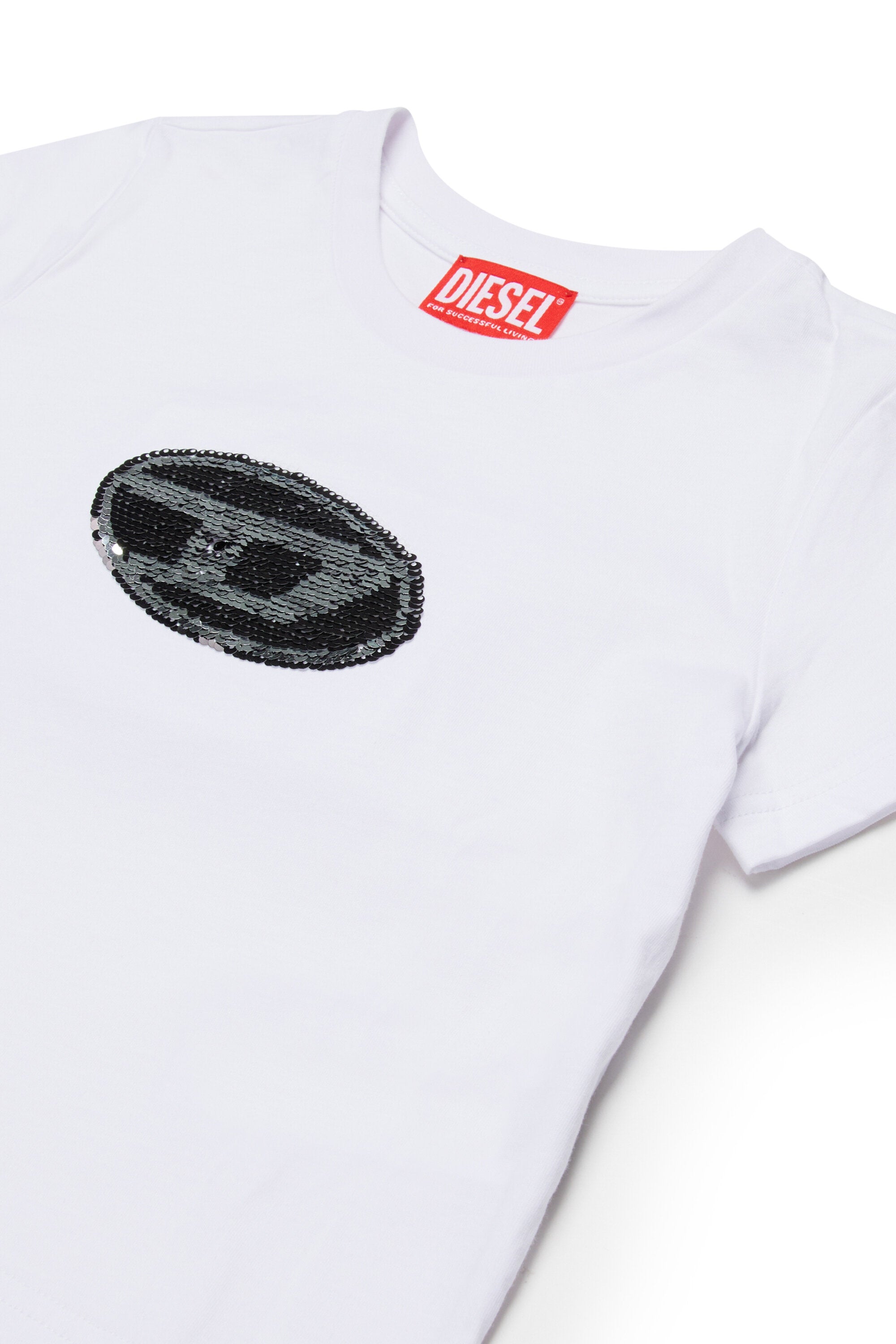 Sequined logo jersey T-shirt