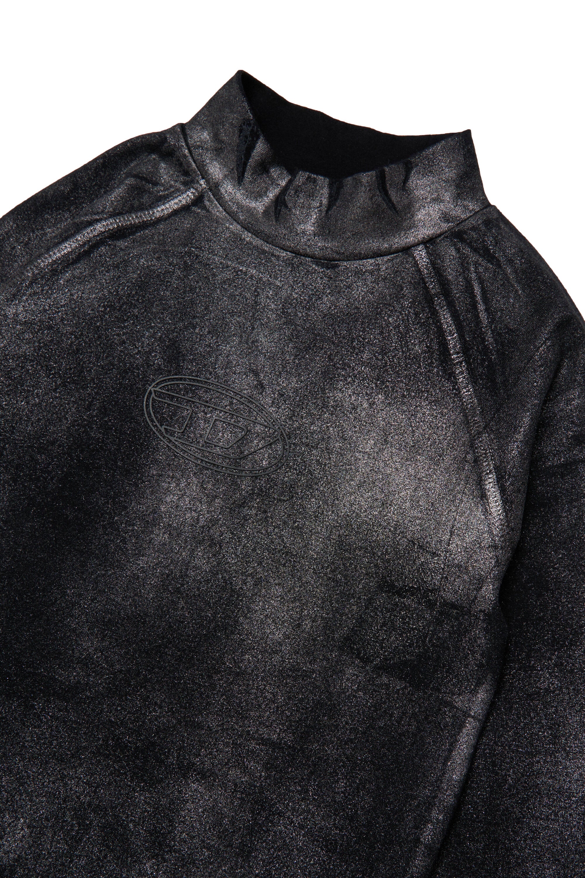 Stretch jersey bodysuit with mylar print