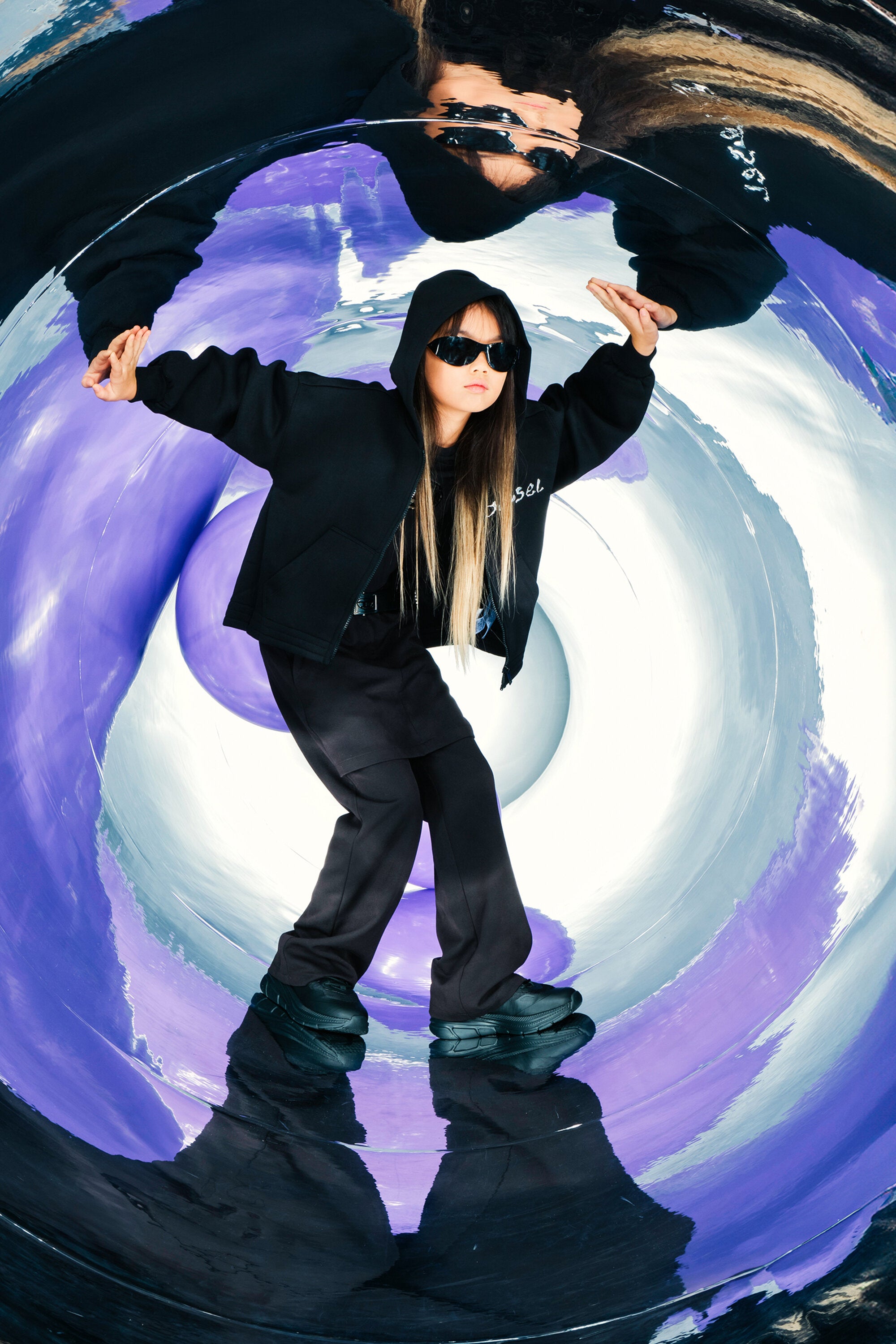 Sudadera con cremallera y estampado Diesel efecto agua