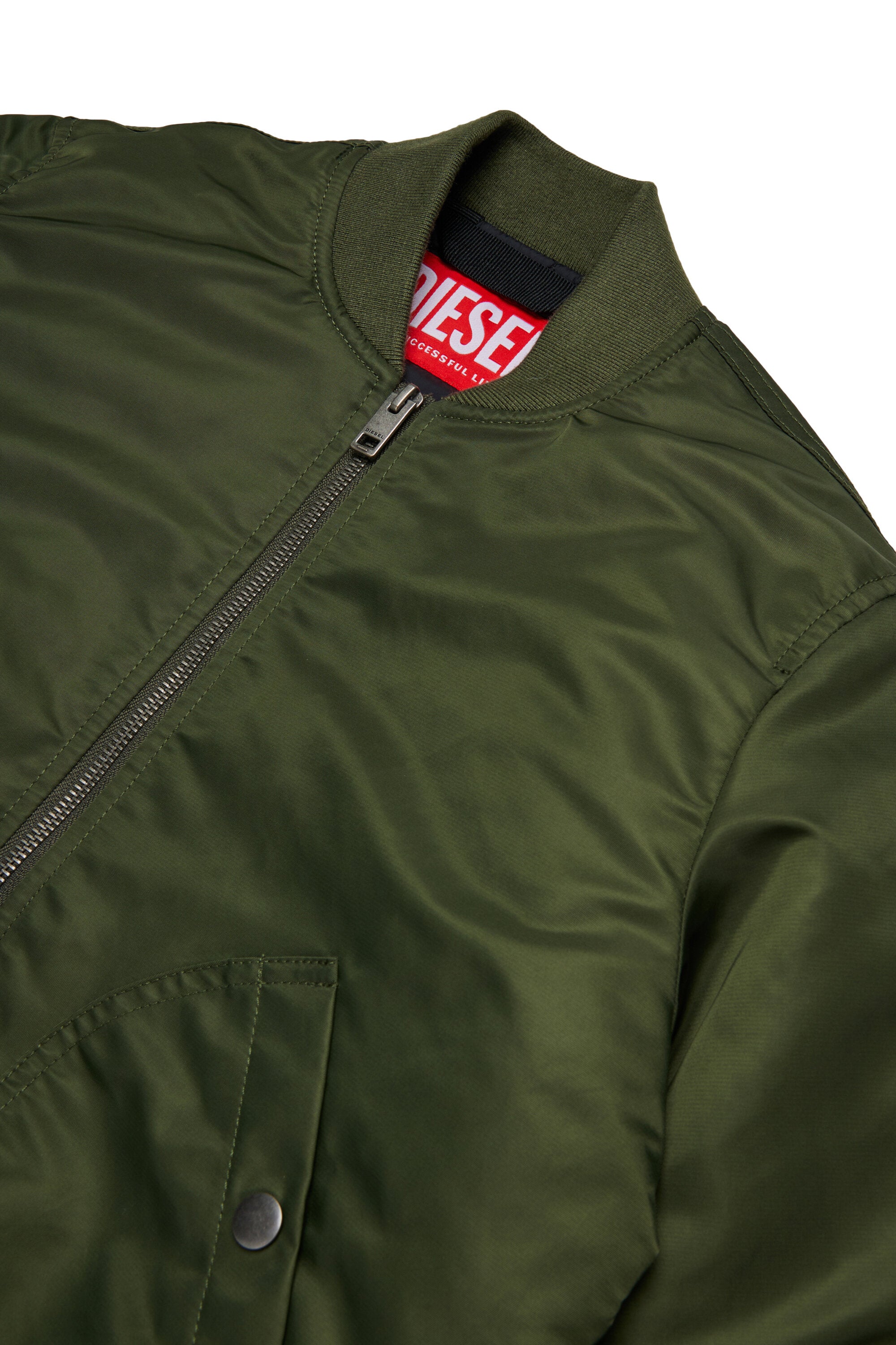 Gabardine bomber jacket with branded maxi logo