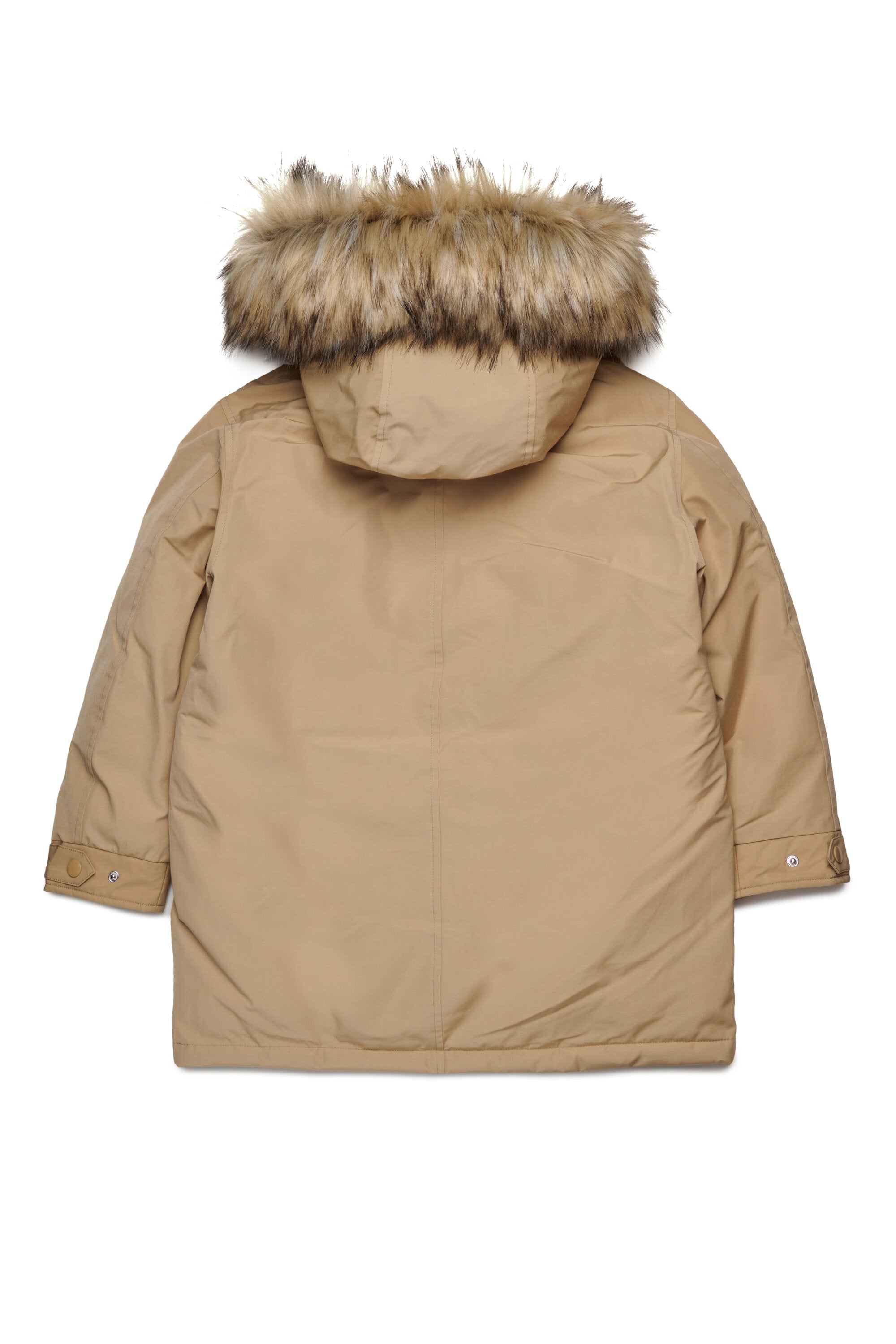 Parka de invierno brillante con capucha de peluche