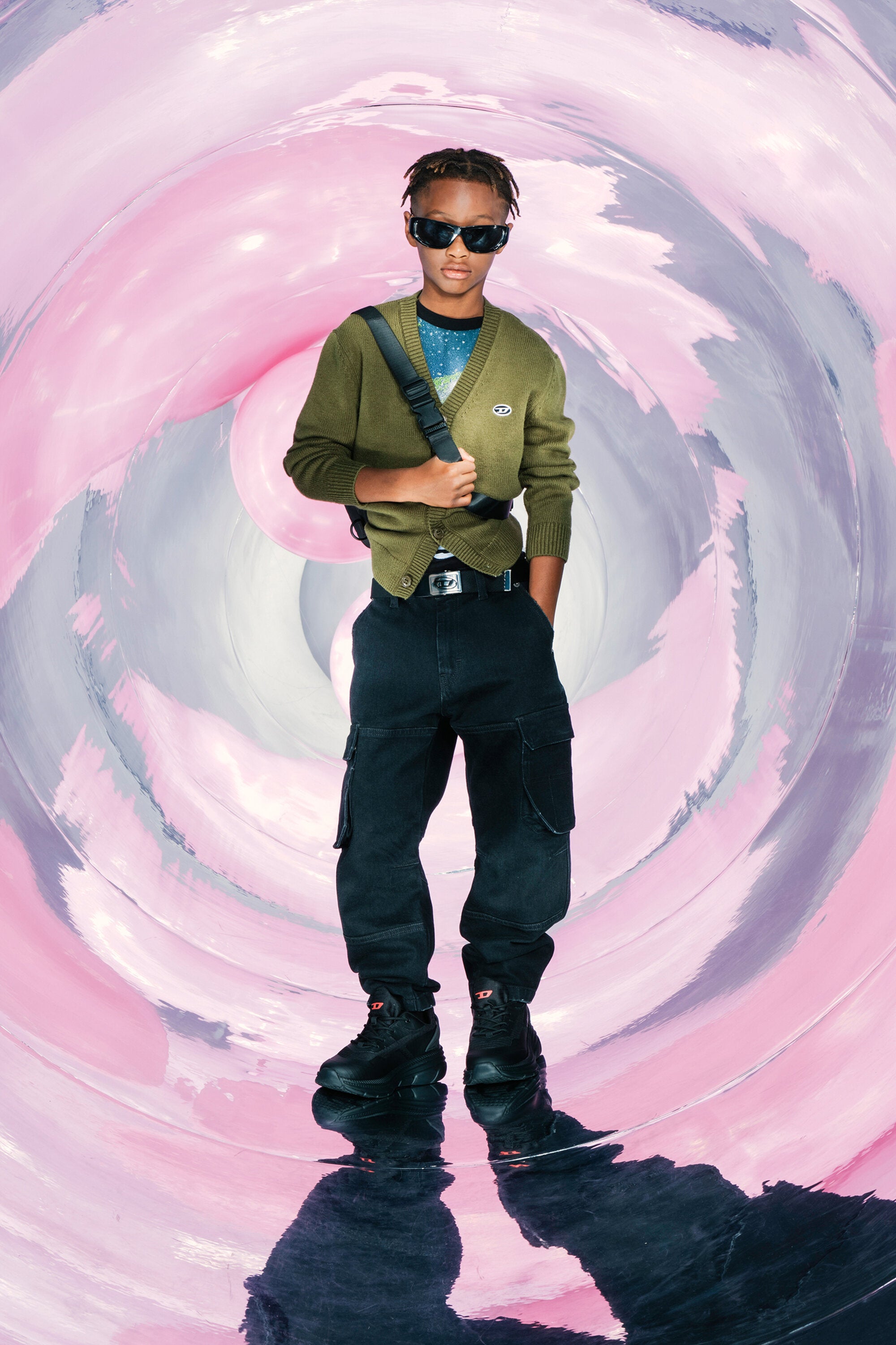 Cárdigan de mezcla de lana y cachemira con parche