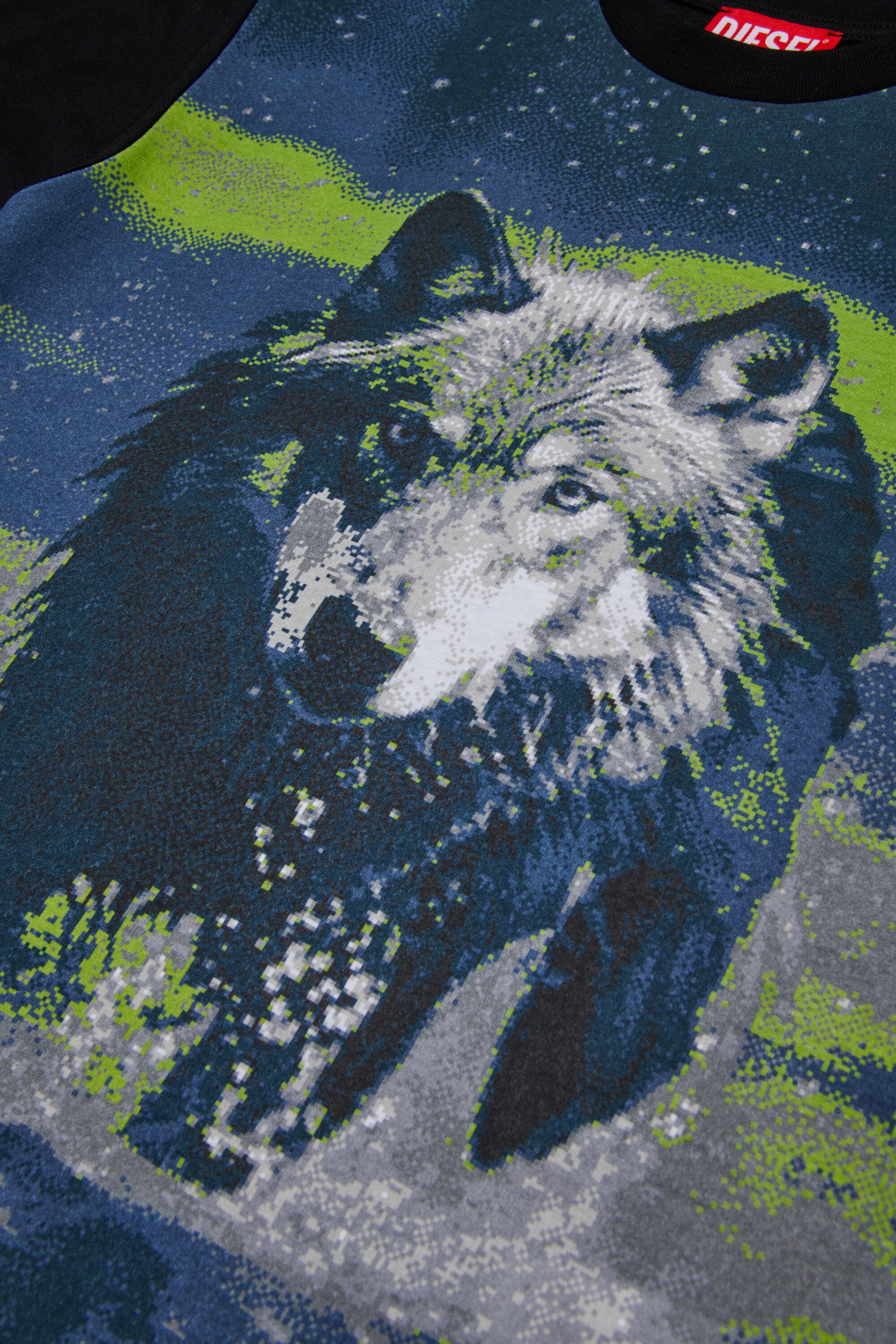 Camiseta de algodón con gráficos Wolf