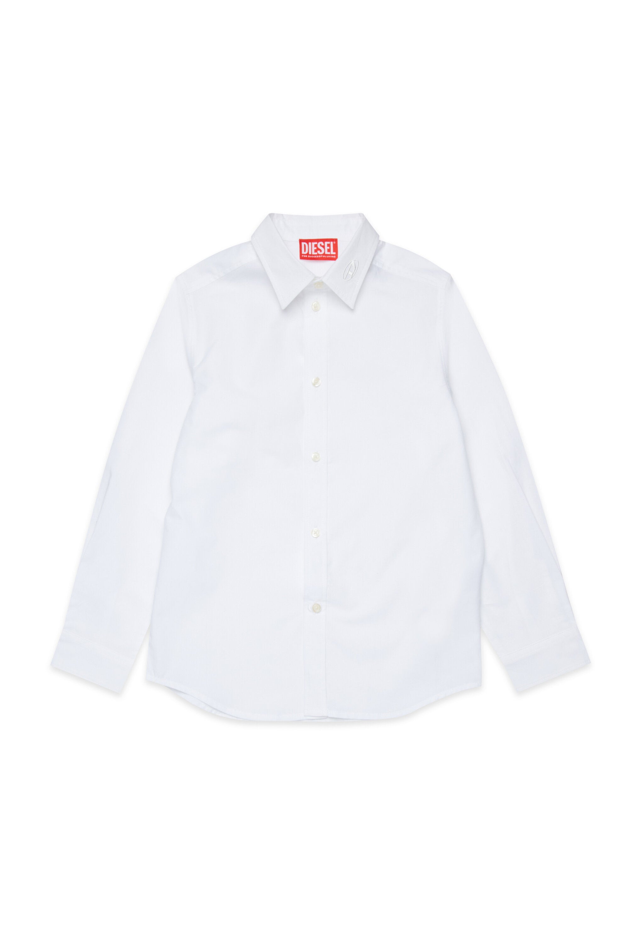 Classic poplin shirt branded with logo on collar