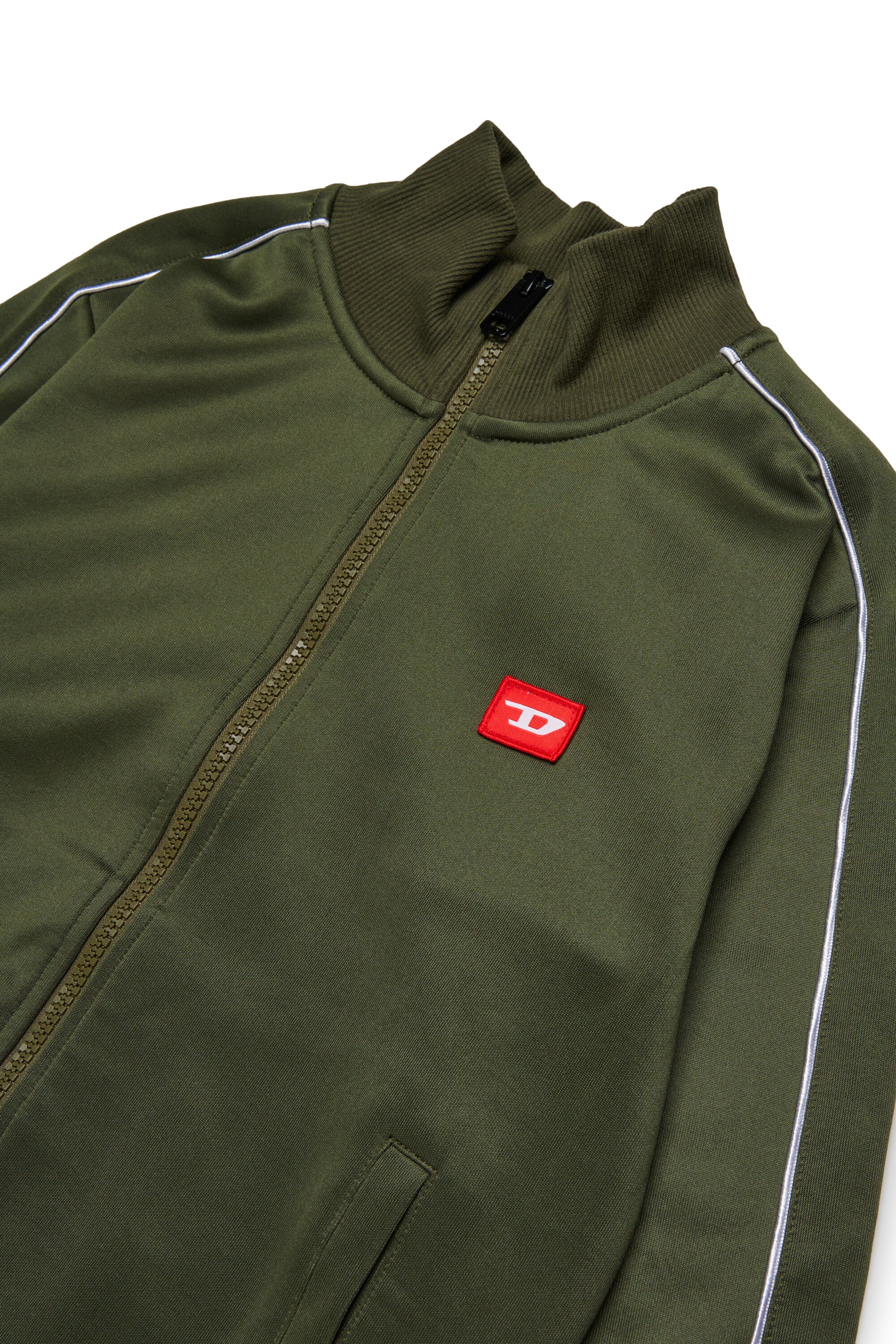 Sudadera con cremallera de triacetato y parche D rojo