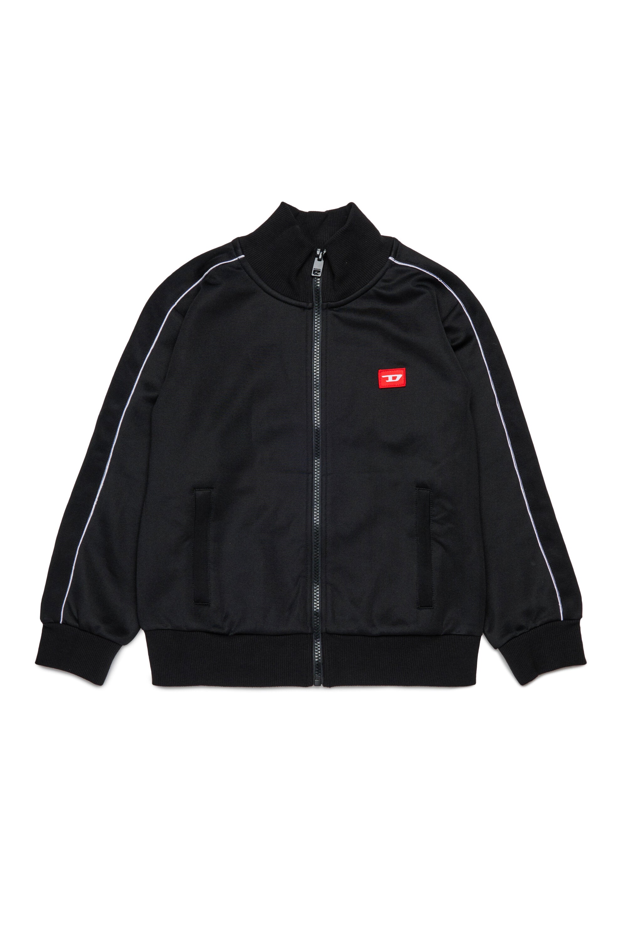 Sudadera con cremallera de triacetato y parche D rojo