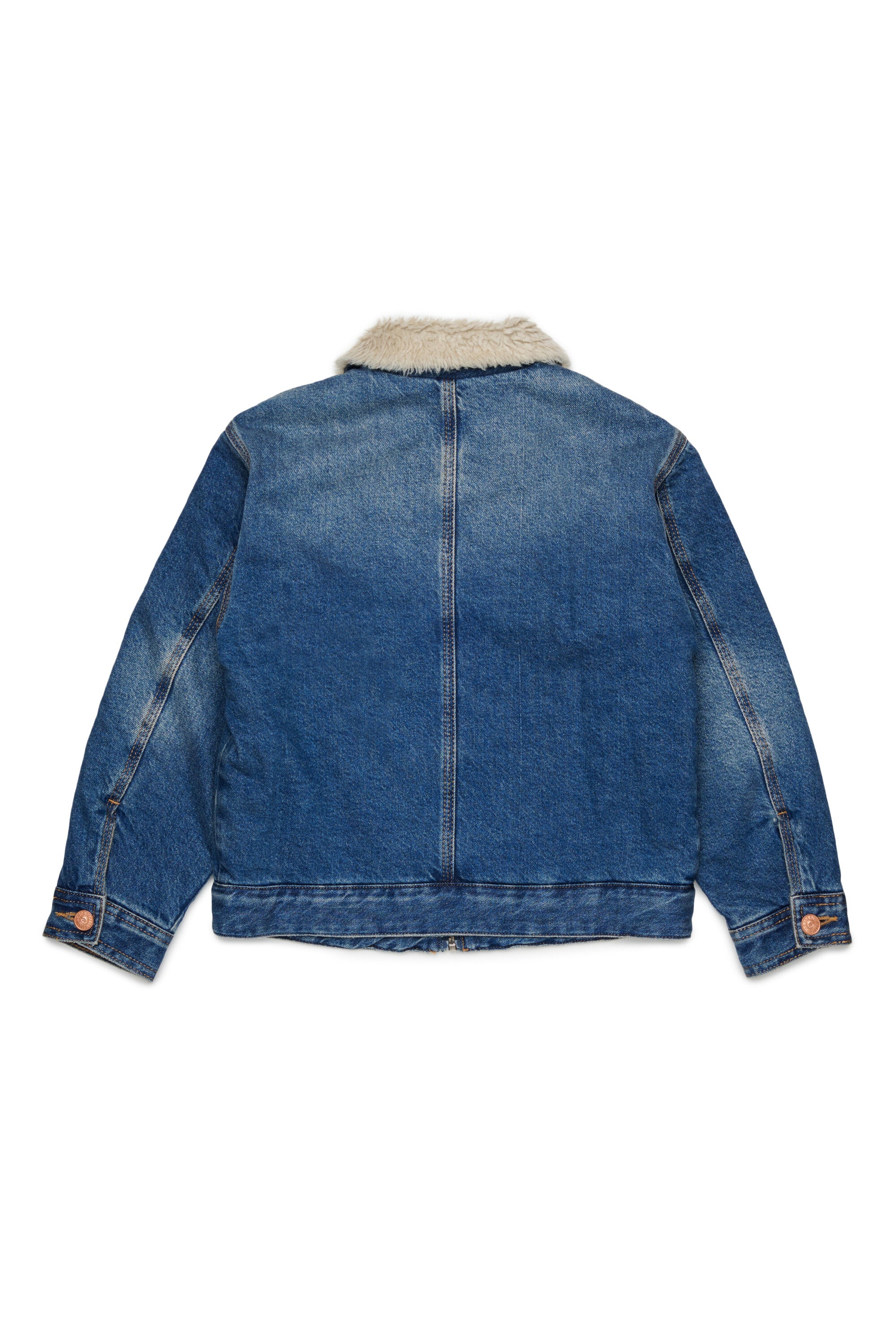 Chaqueta vaquera shearling con logo estampado