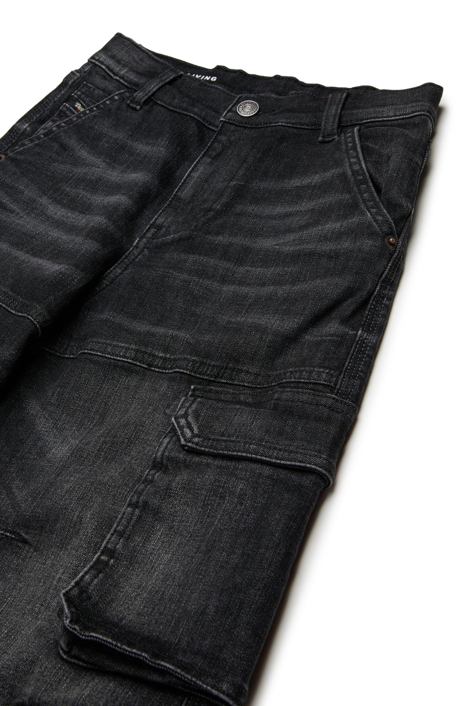 Black relaxed jeans with lived-in effect - D-Argjx Cargo