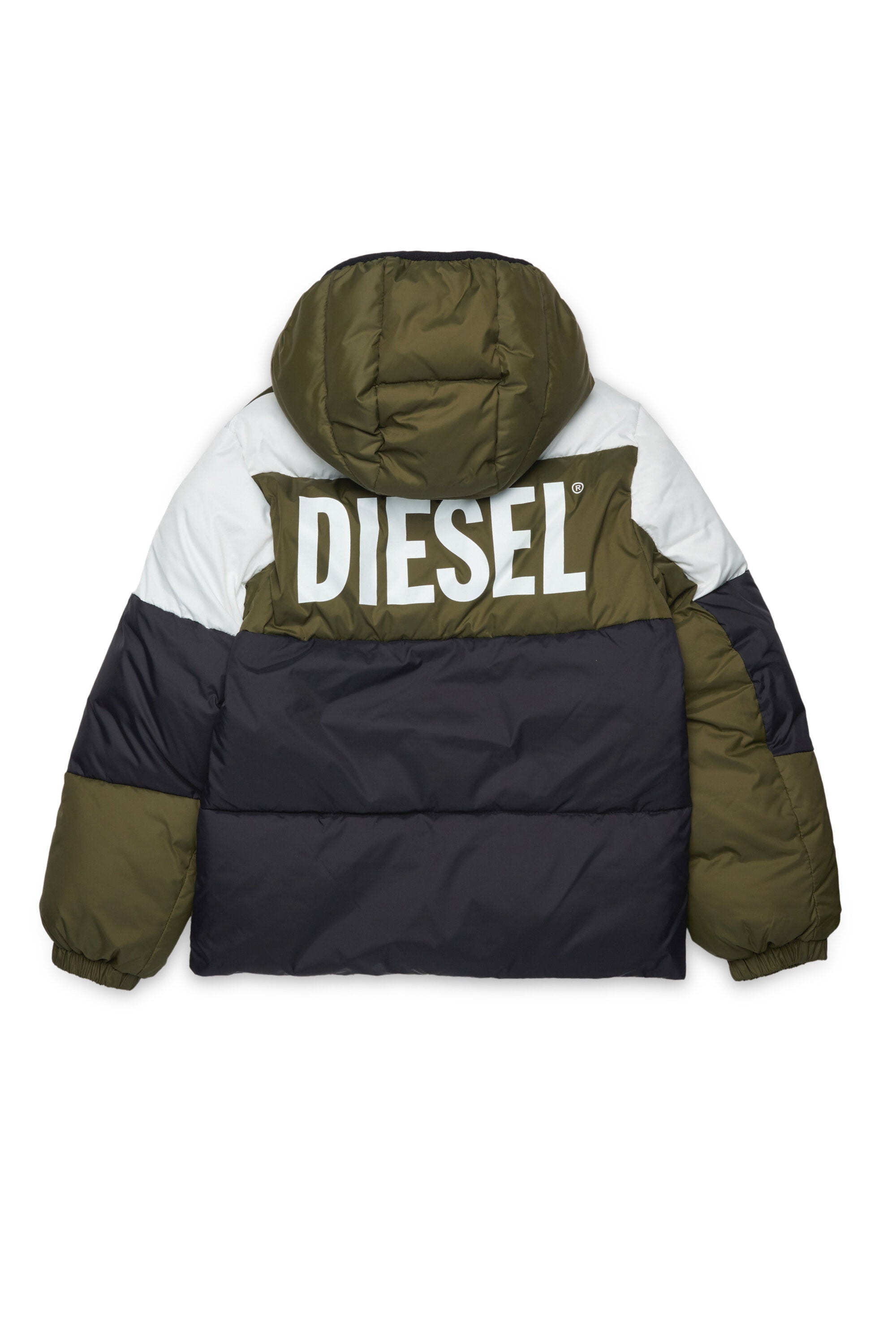 Chaqueta acolchada con bloques de color y logotipo