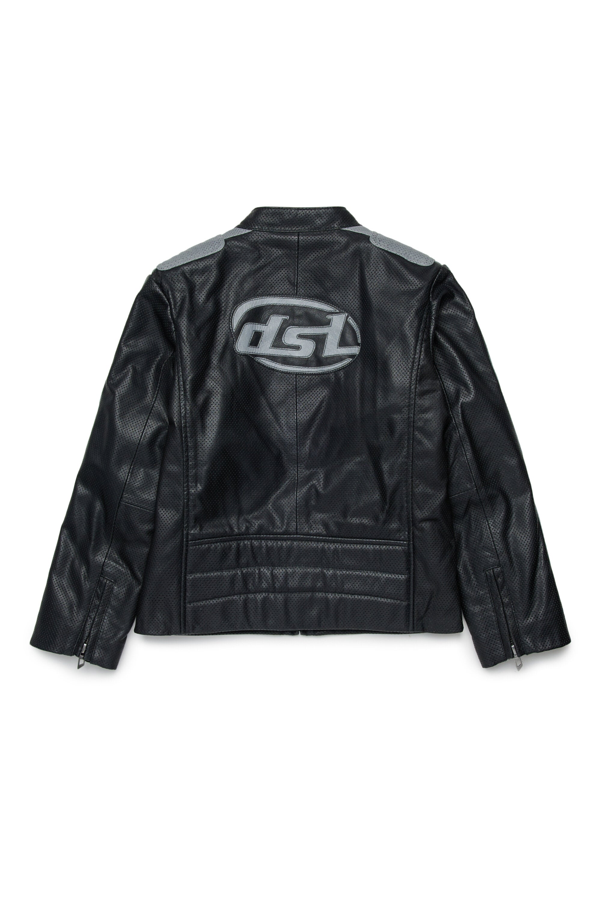 Biker jacket with printed logo