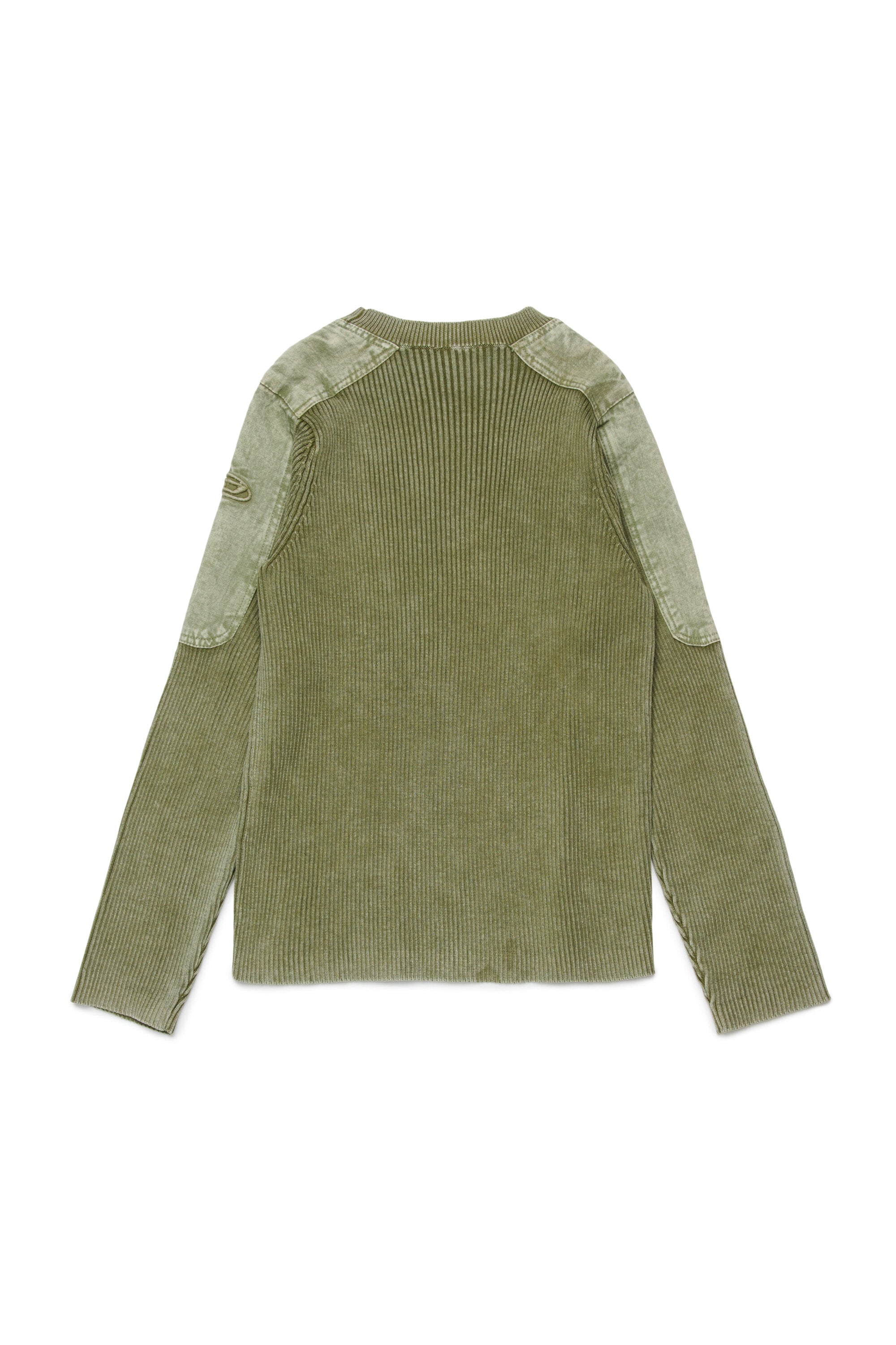 Ribbed crewneck pullover with logo