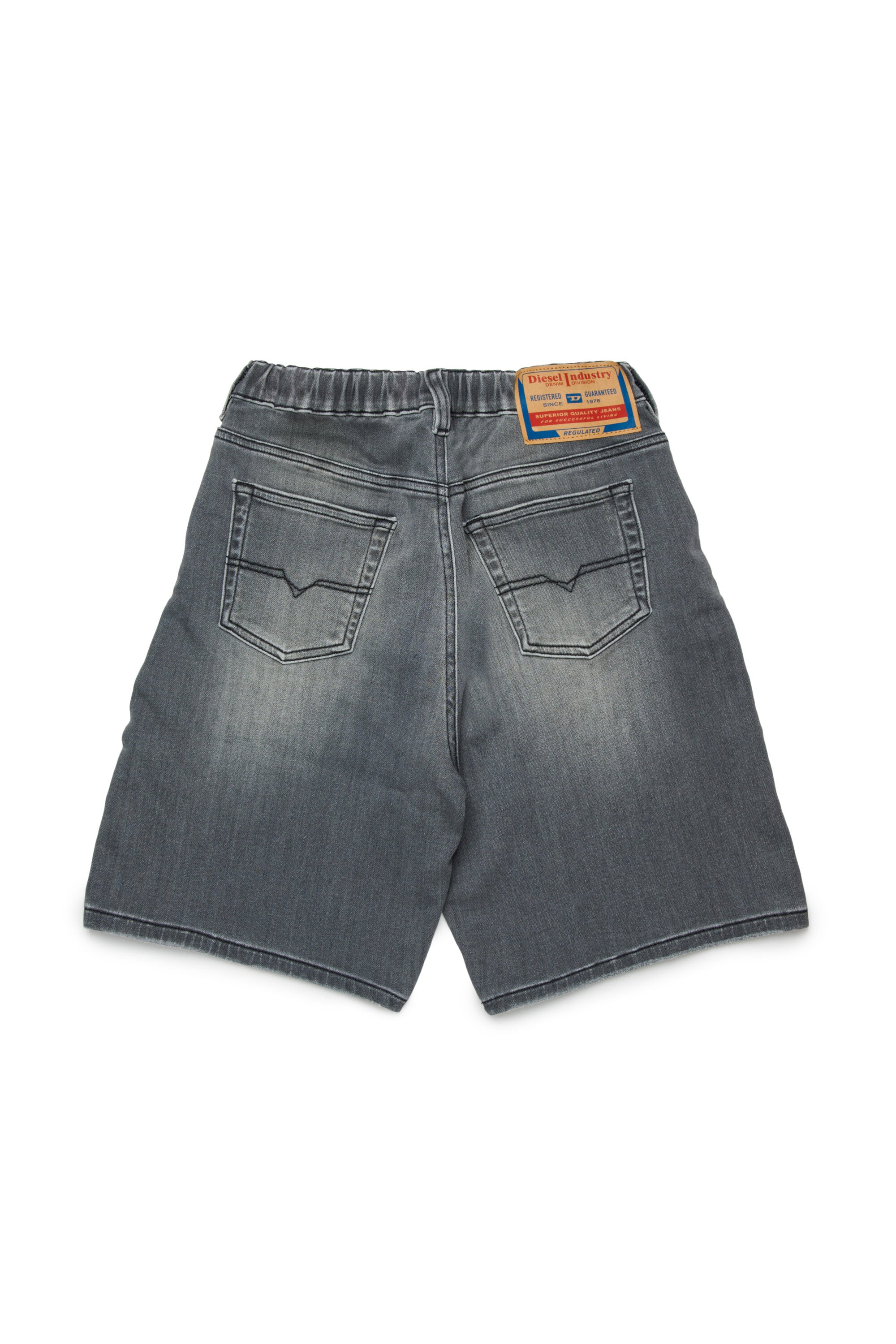 Gray washed-effect denim shorts