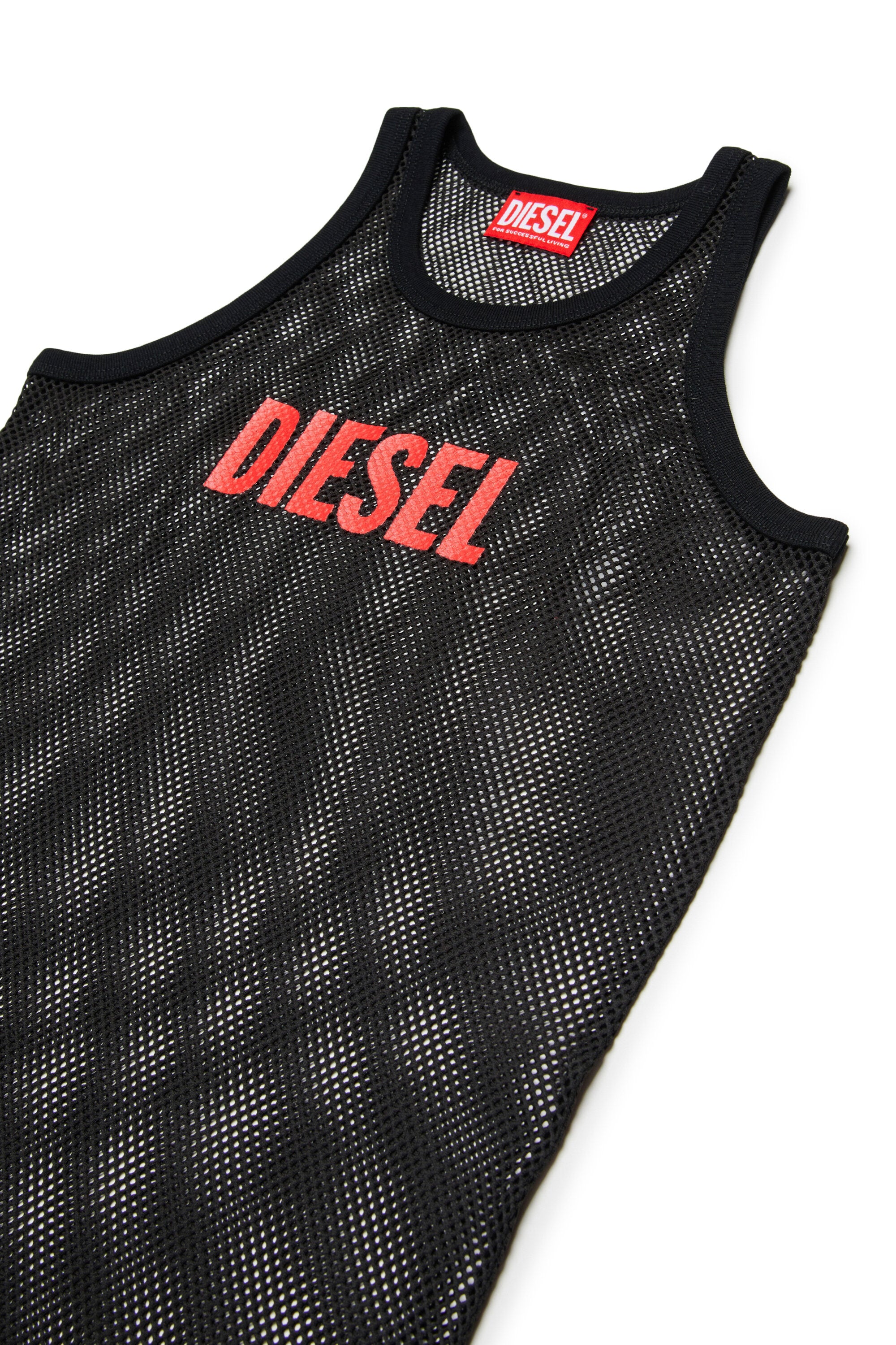 Vestido de playa de red con logo estampado