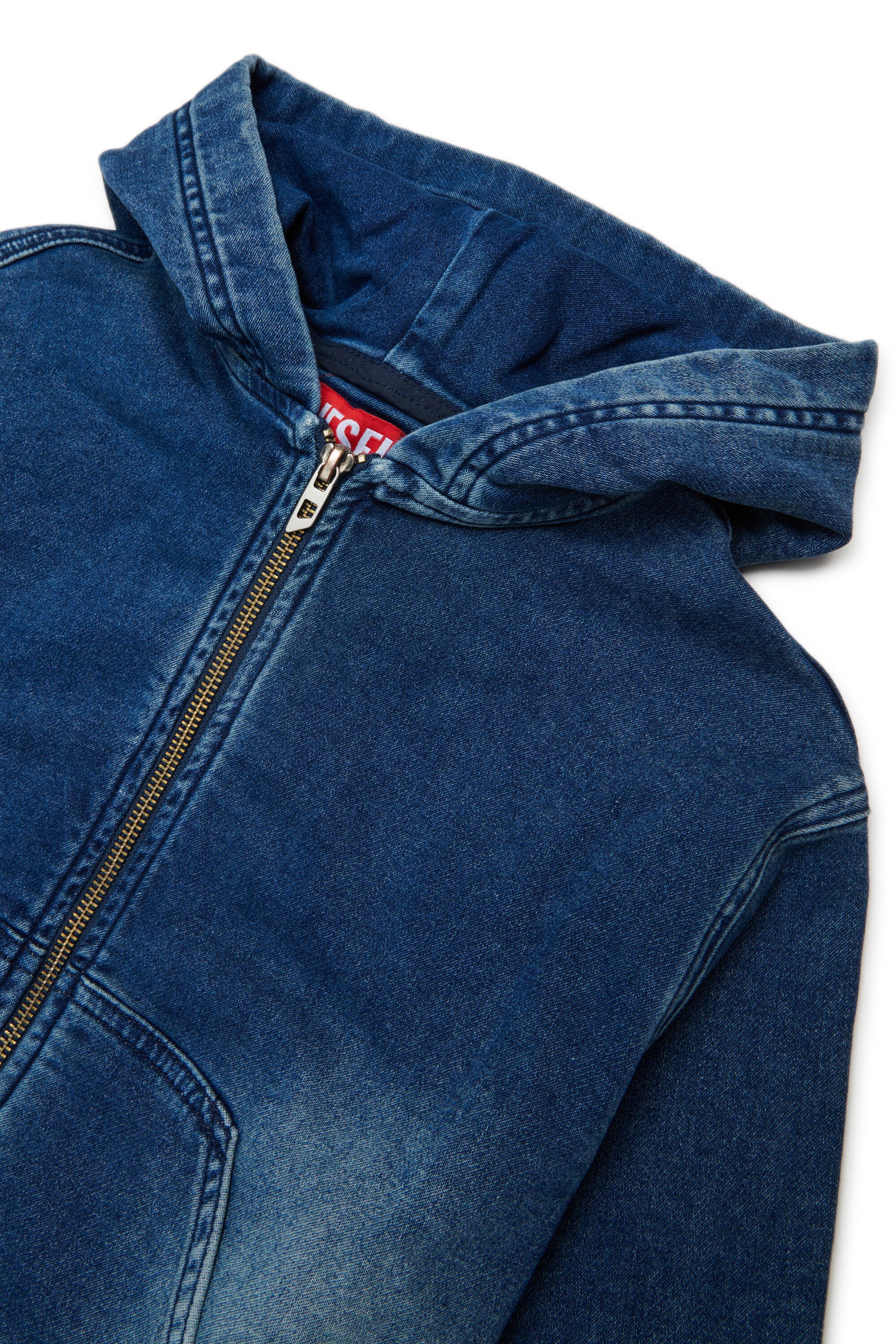 Denim-effect zip sweatshirt with logo