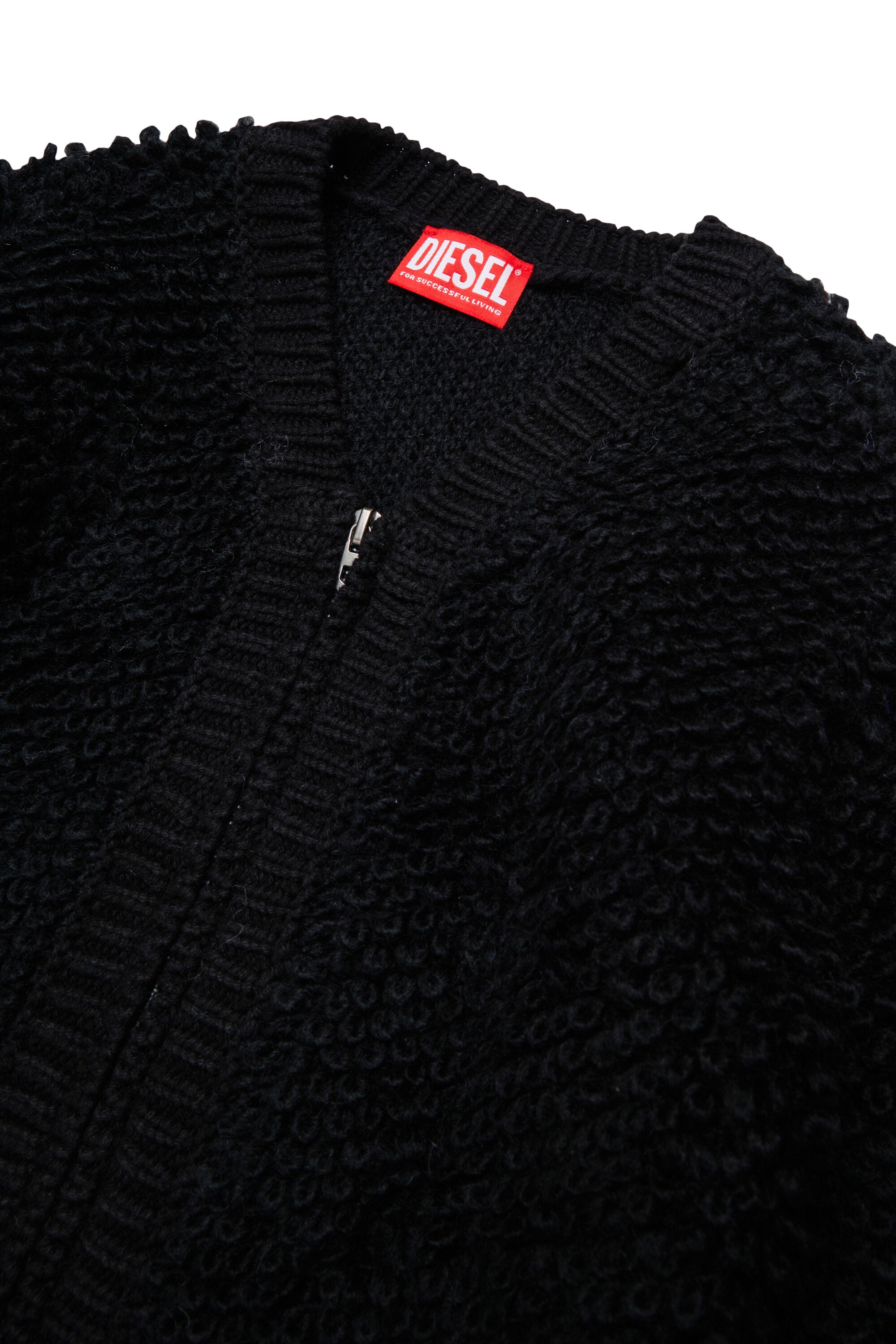 Knitted zip cardigan with logo