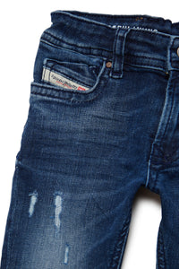 Dark skinny jeans with abrasions - D-Slinkie-B