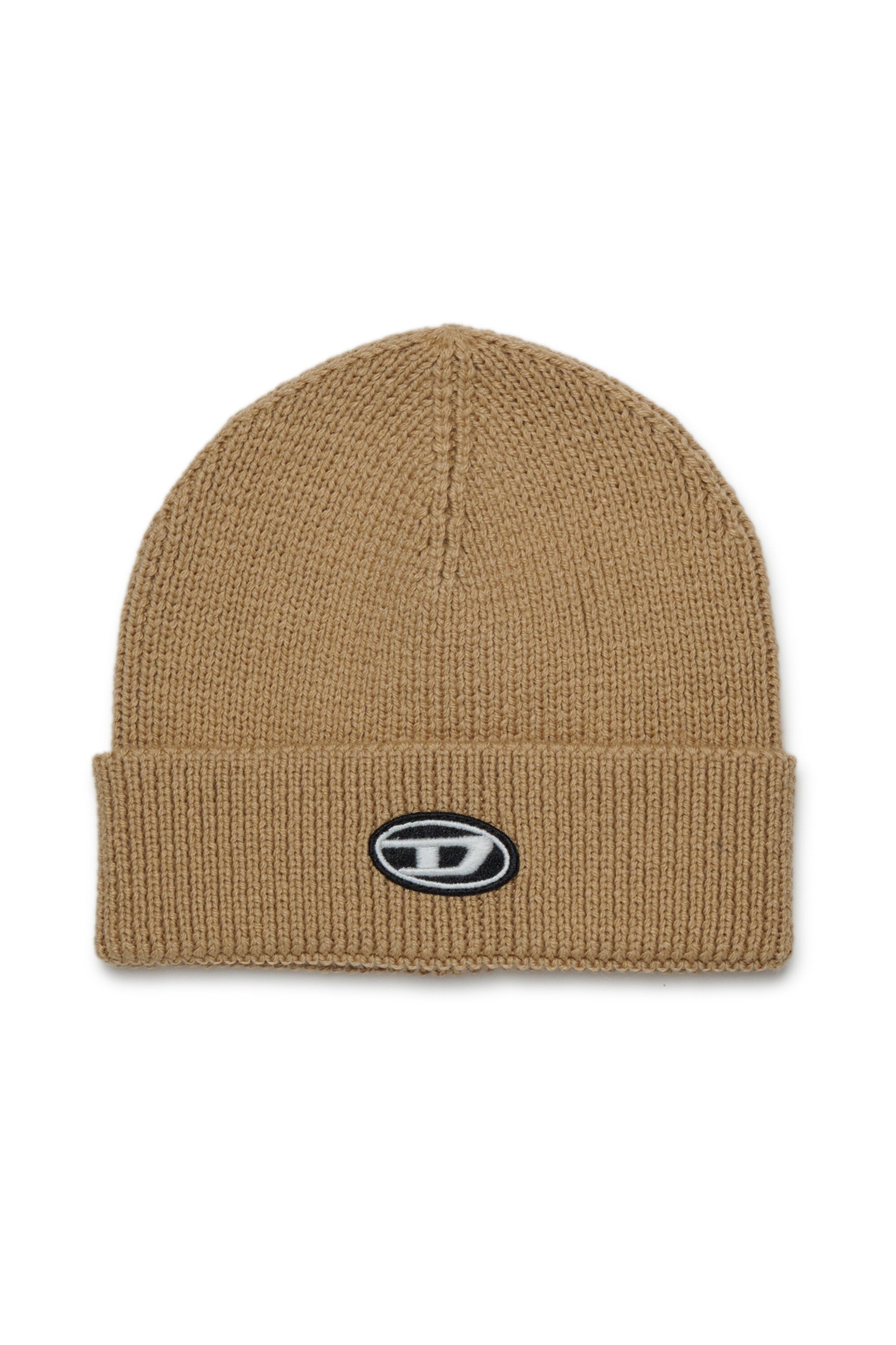 Wool-blend beanie with patch Oval D