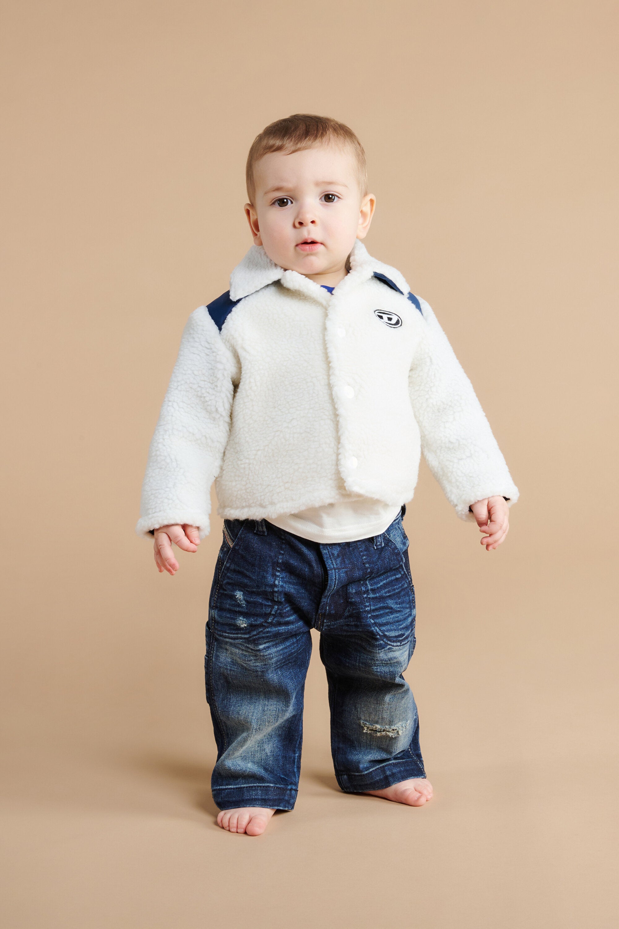 Teddy jacket with contrasting inserts