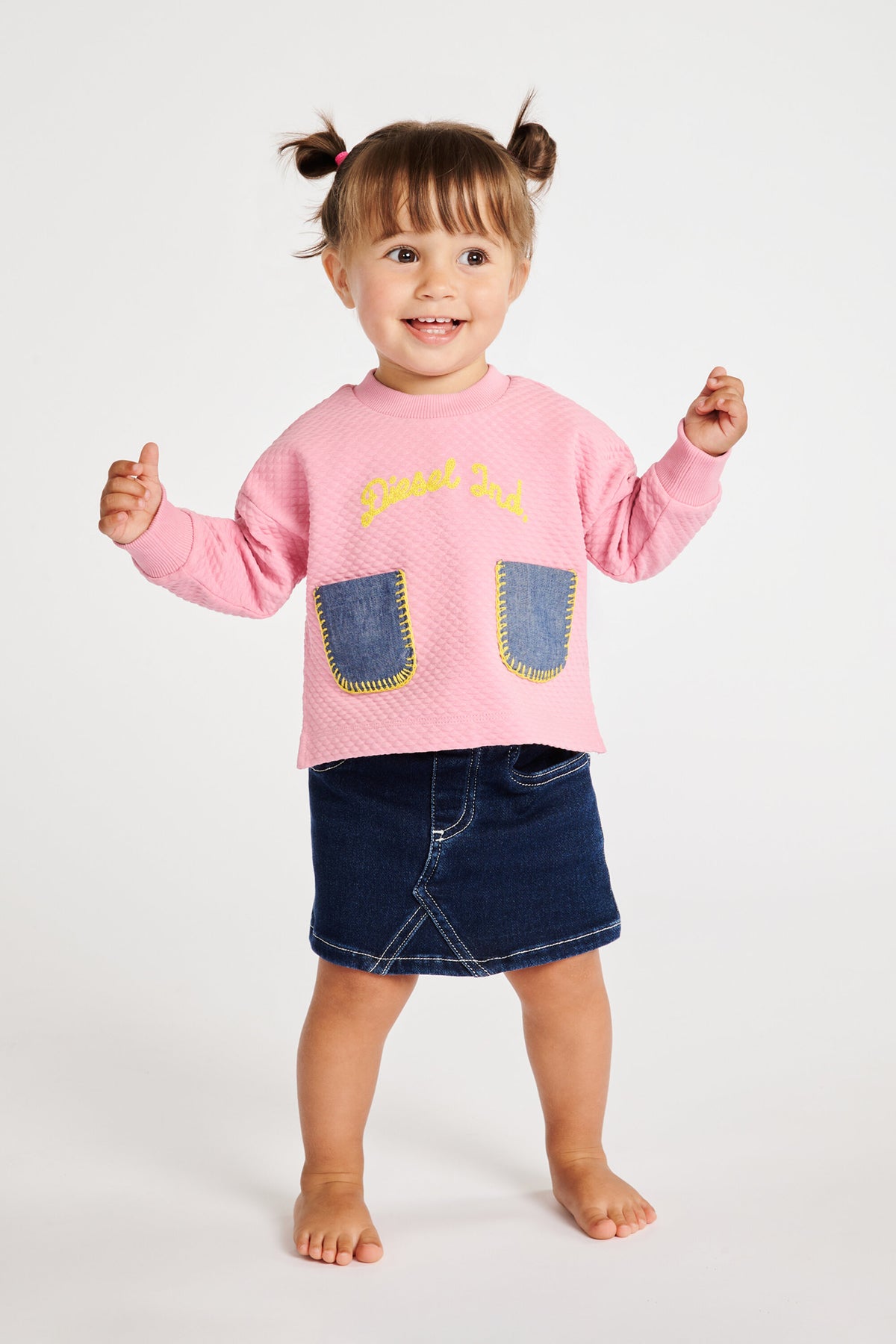 Denim skirt with logo