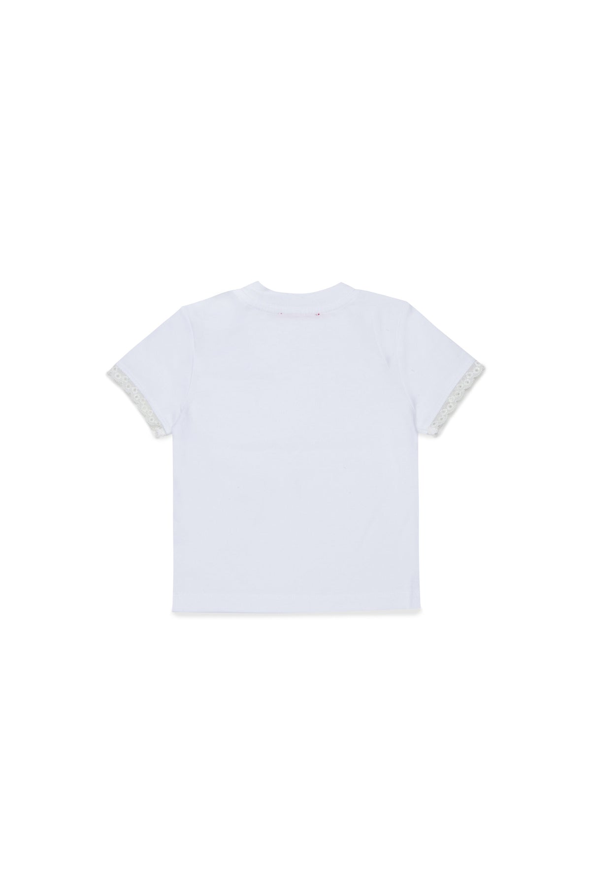 Camiseta con logo y mangas de encaje