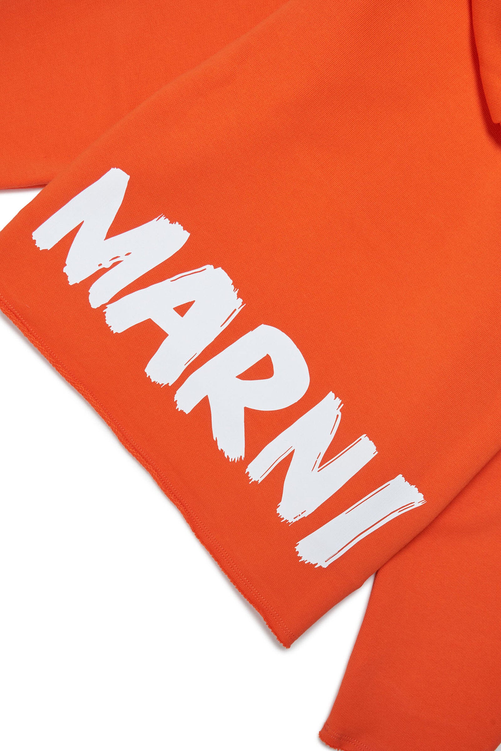 Orange cotton hooded sweatshirt with Marni brush logo