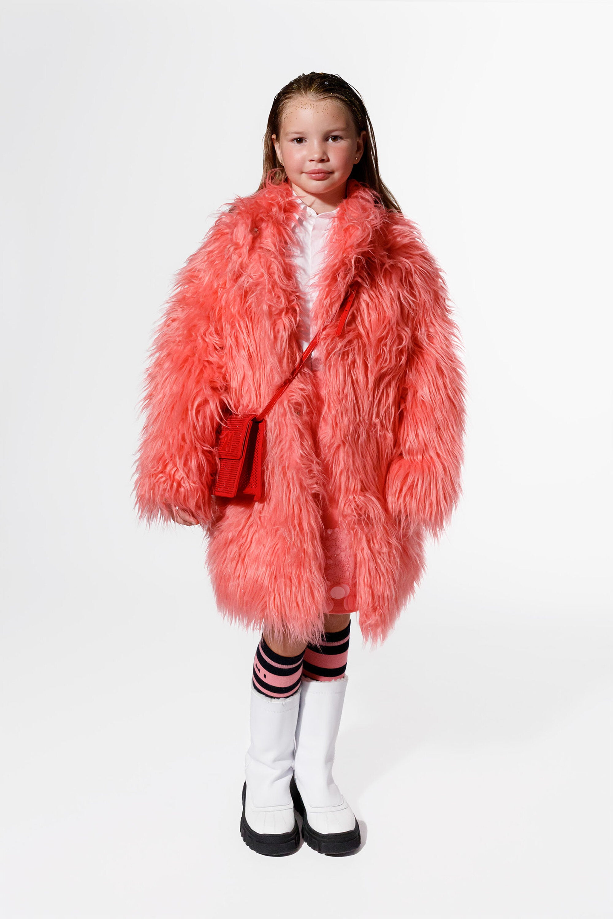 Red fur cheap coat kids