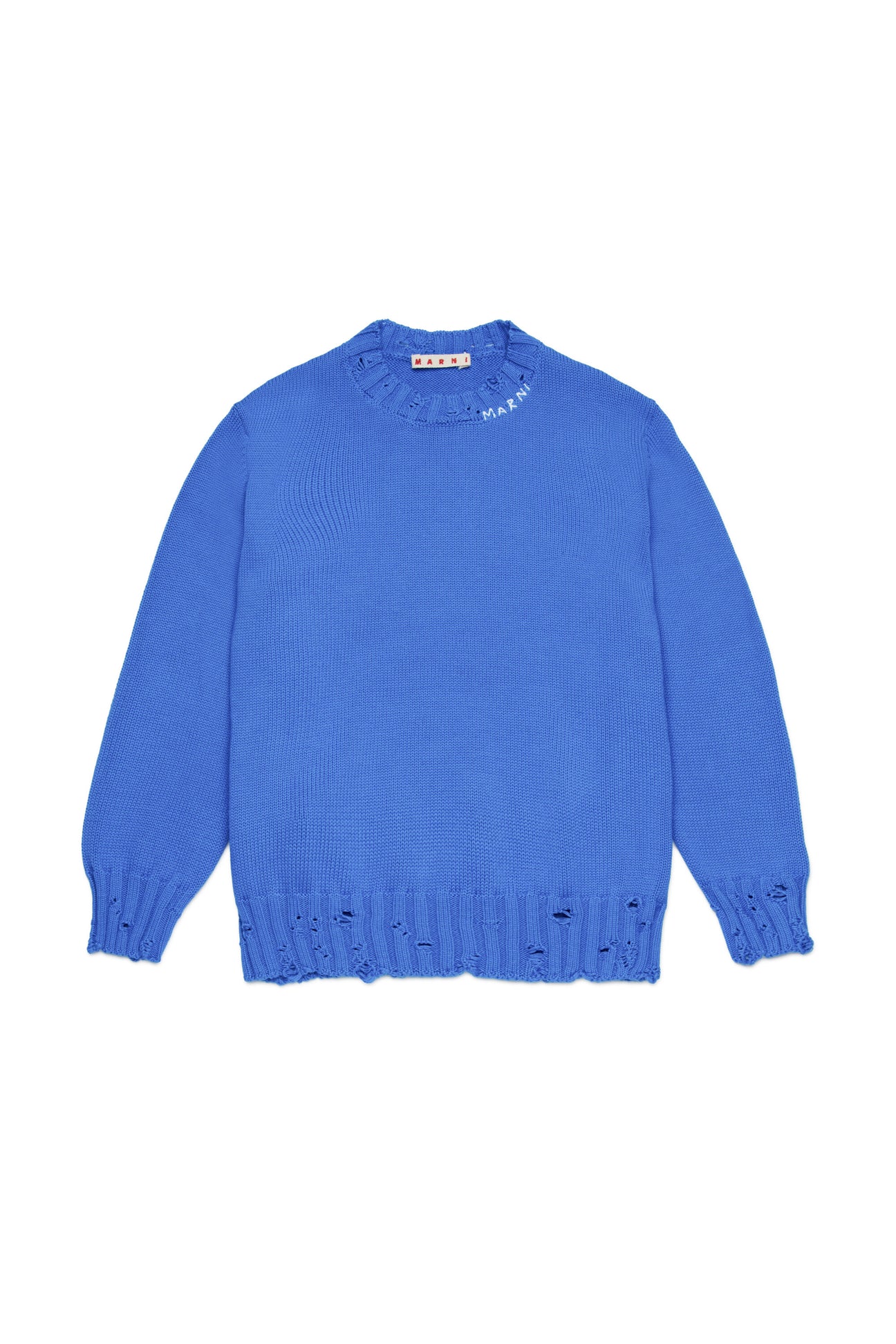 Crew-neck pullover with breaks 
