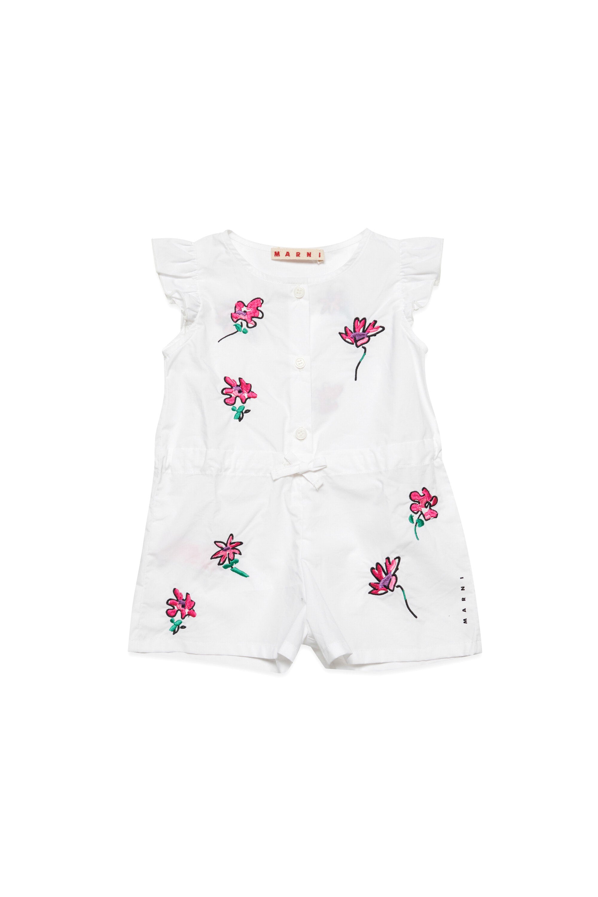 Short jumpsuit with embroidered flowers