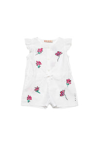 Short jumpsuit with embroidered flowers