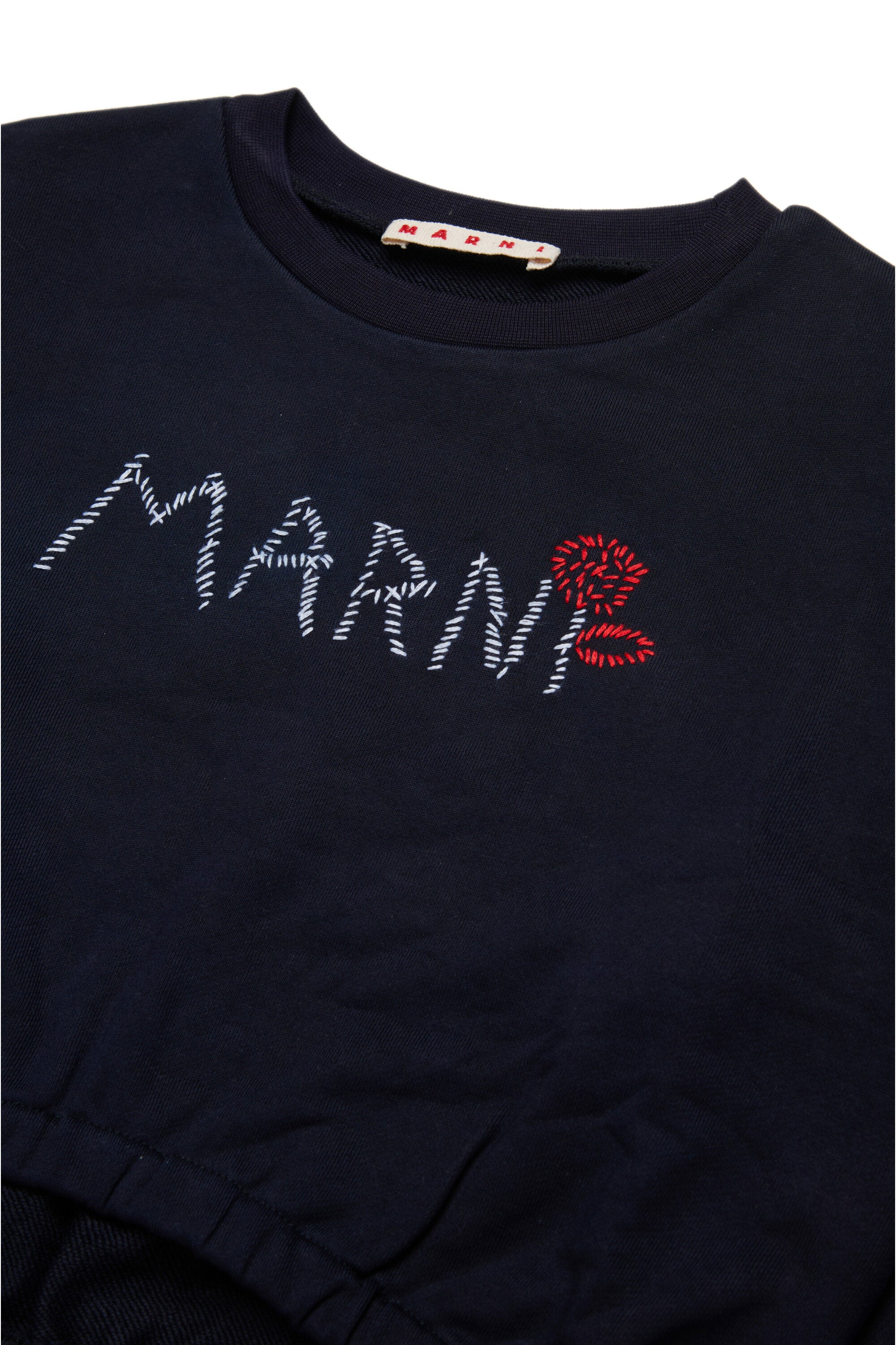 Sudadera corta de cuello redondo con la marca Marni Flower