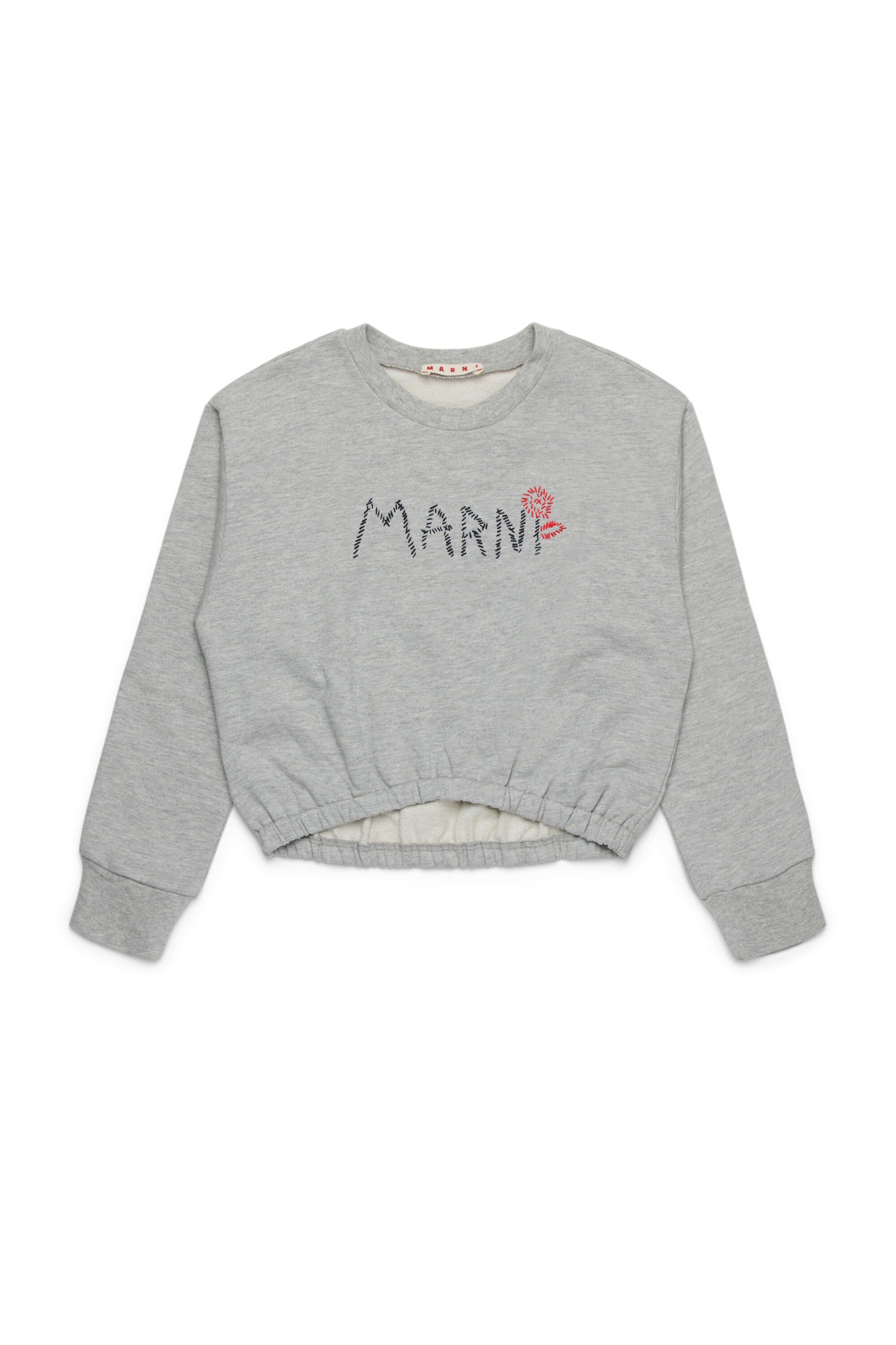 Marni Flower branded crew-neck cropped sweatshirt