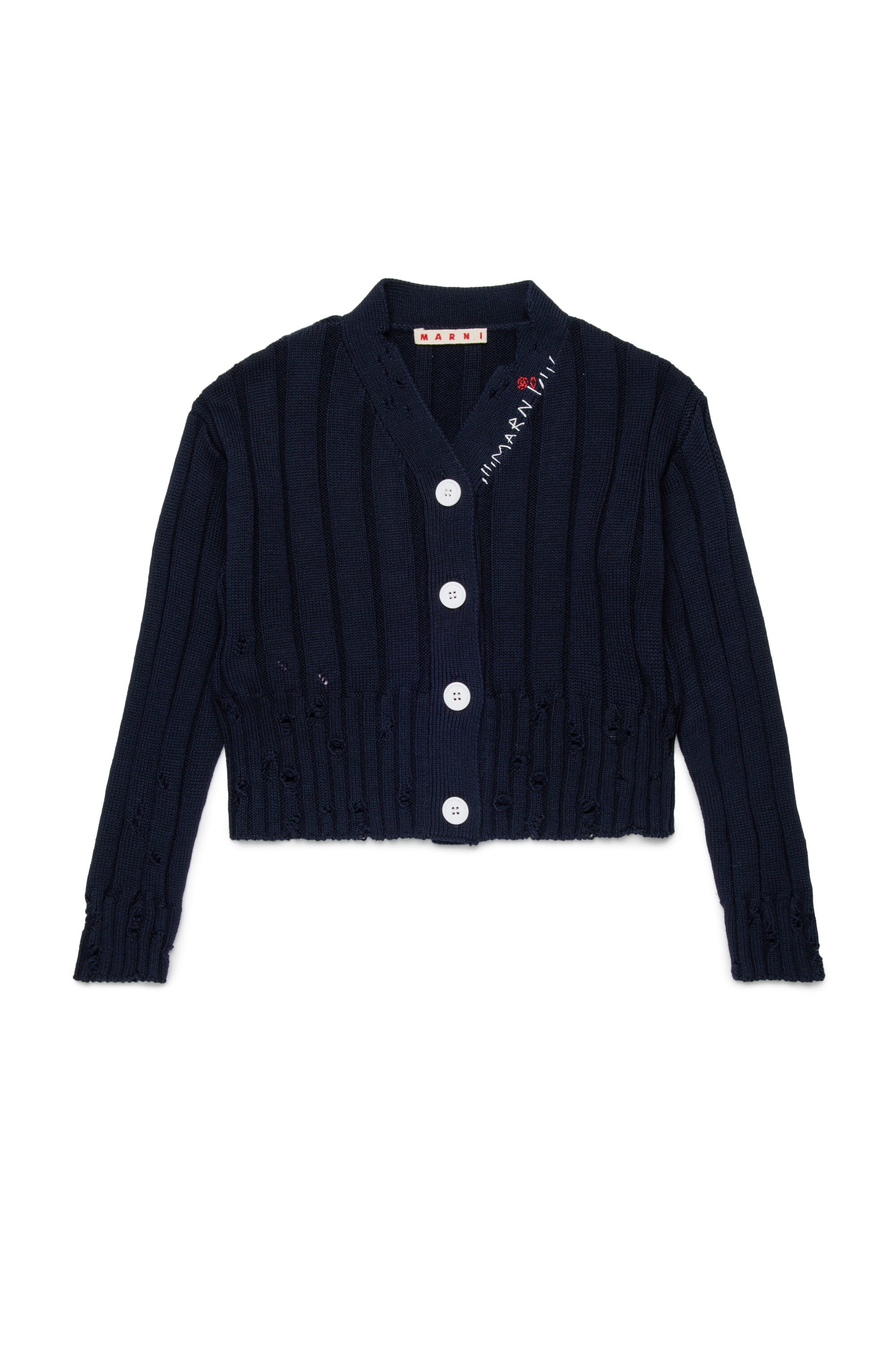 Marni girl's ribbed cardigan with rips | BRAVE KID