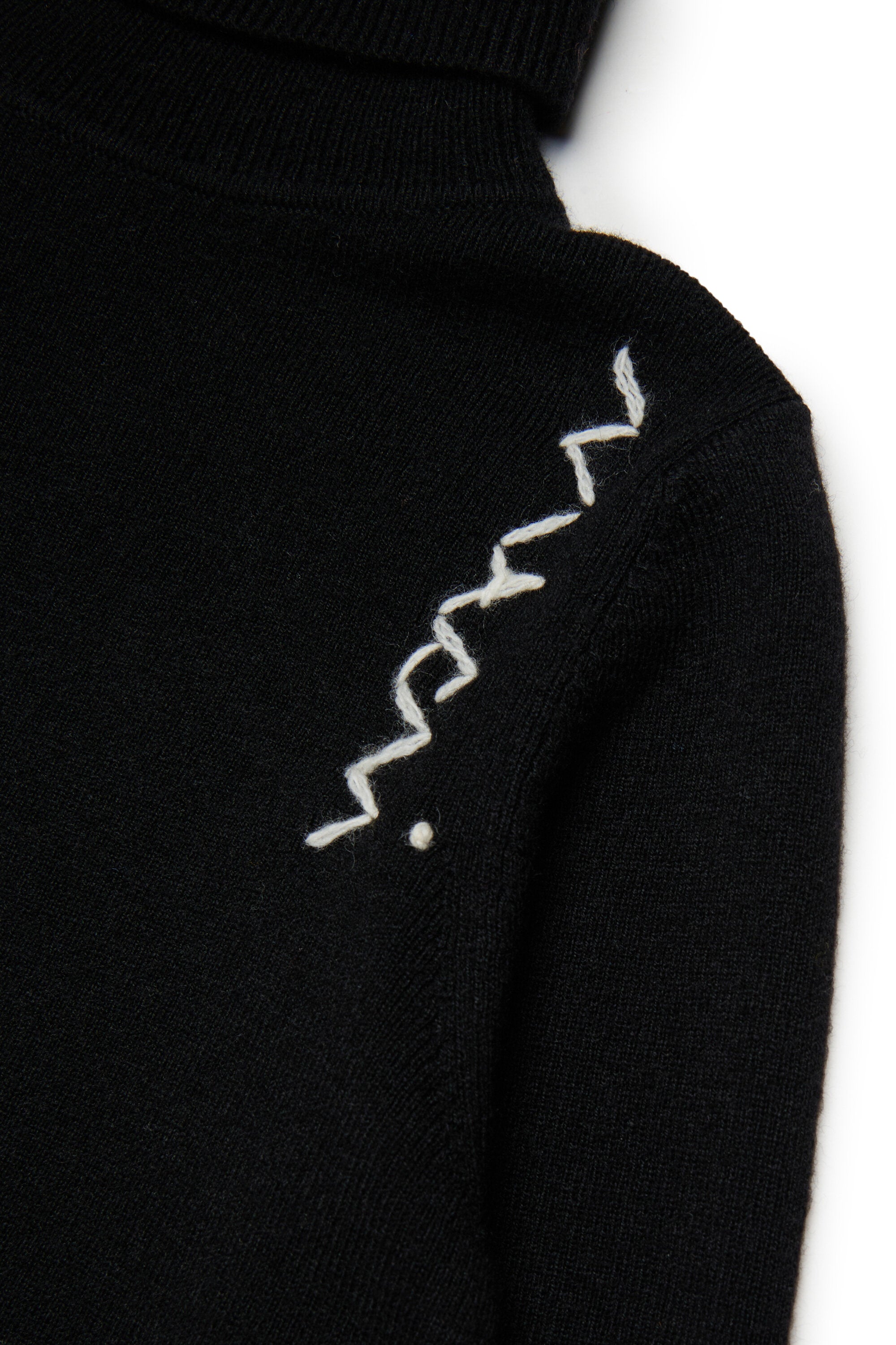 Jersey de cuello alto en mezcla de lana canalé