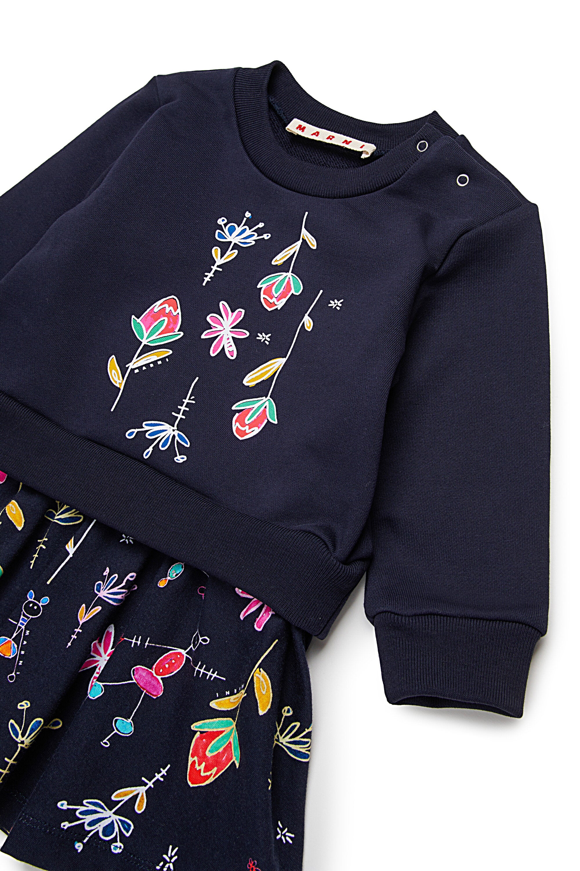 Fleece and jersey midi dress with Nutcracker graphics