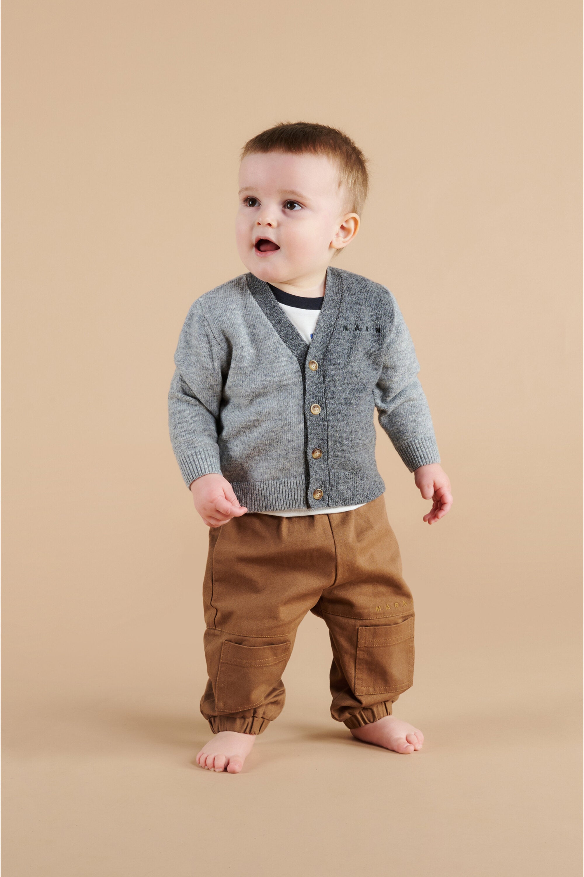 Cárdigan de mezcla de lana con bloques de color