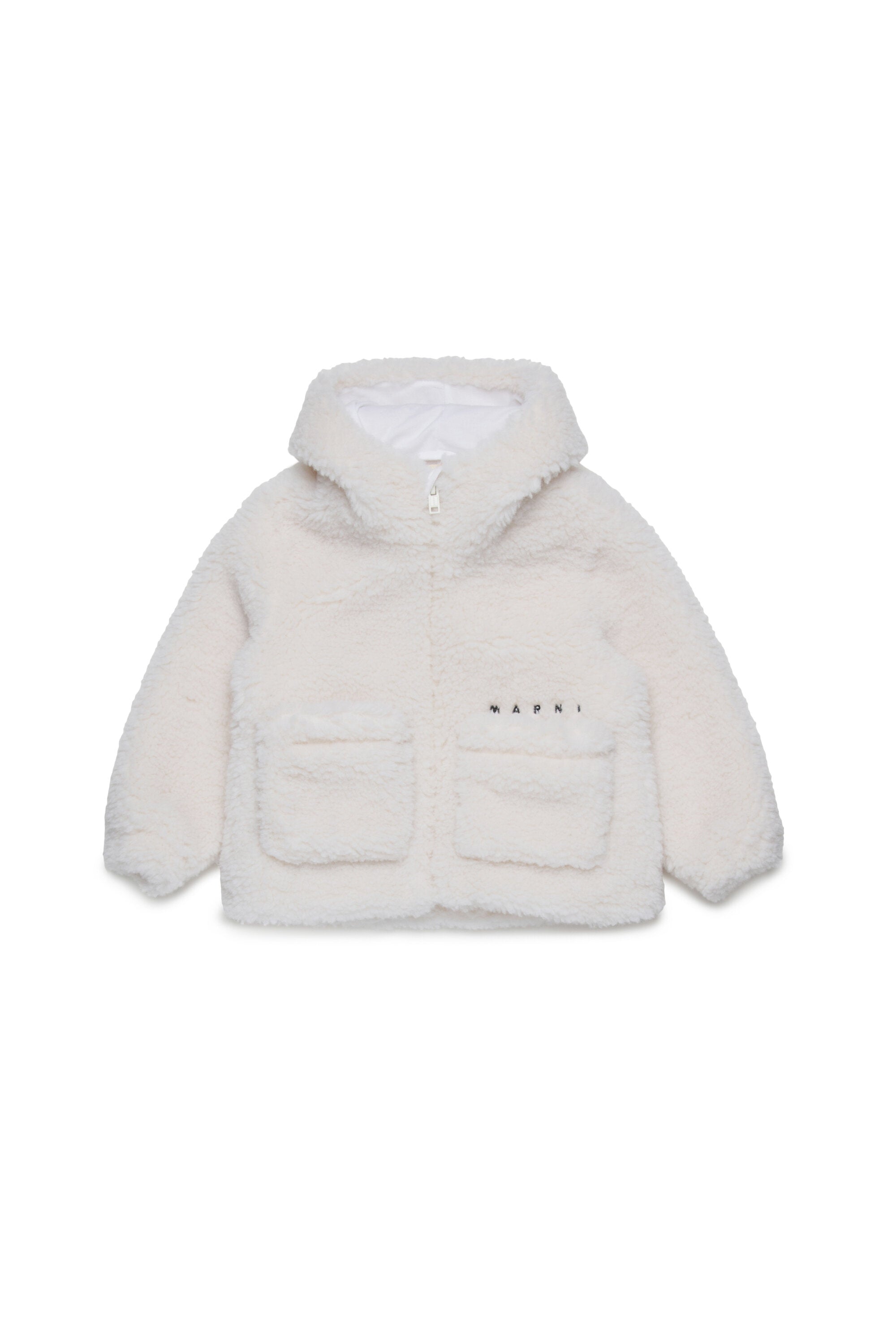 Hooded hooded teddy jacket with logo