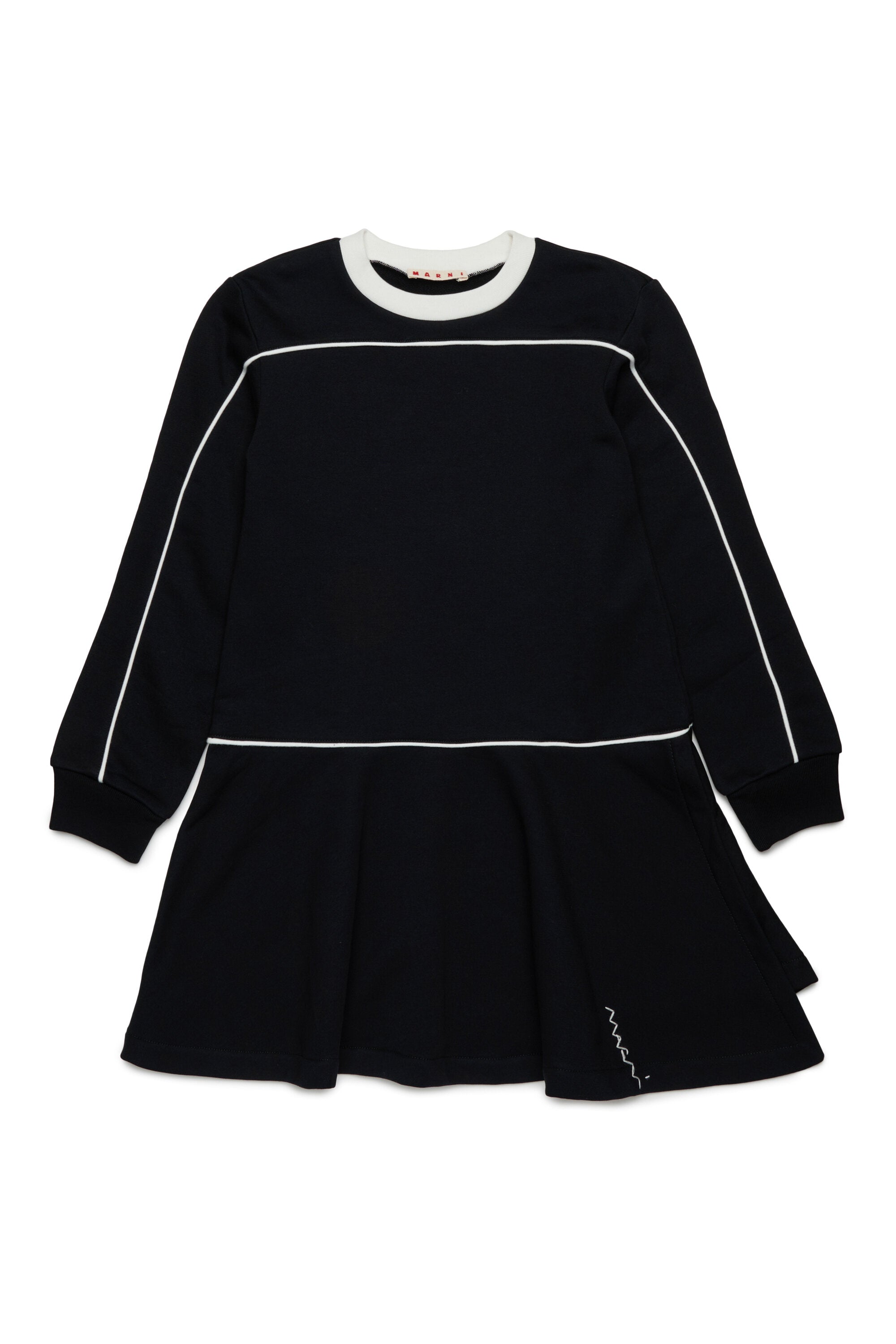 Vestido corto de sudadera con ribetes en contraste