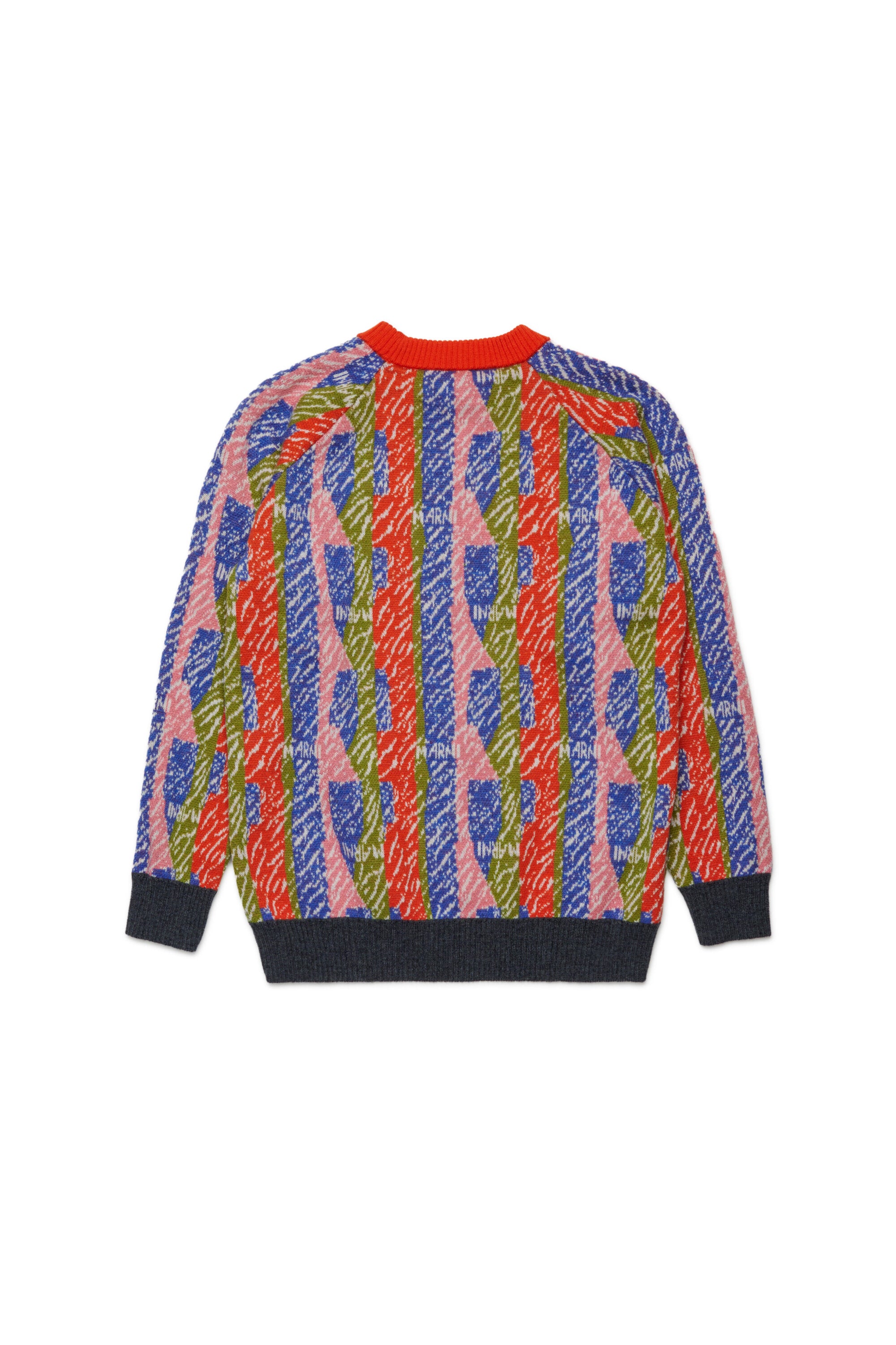 Jersey de rayas jacquard en mezcla de lana por toda la prenda