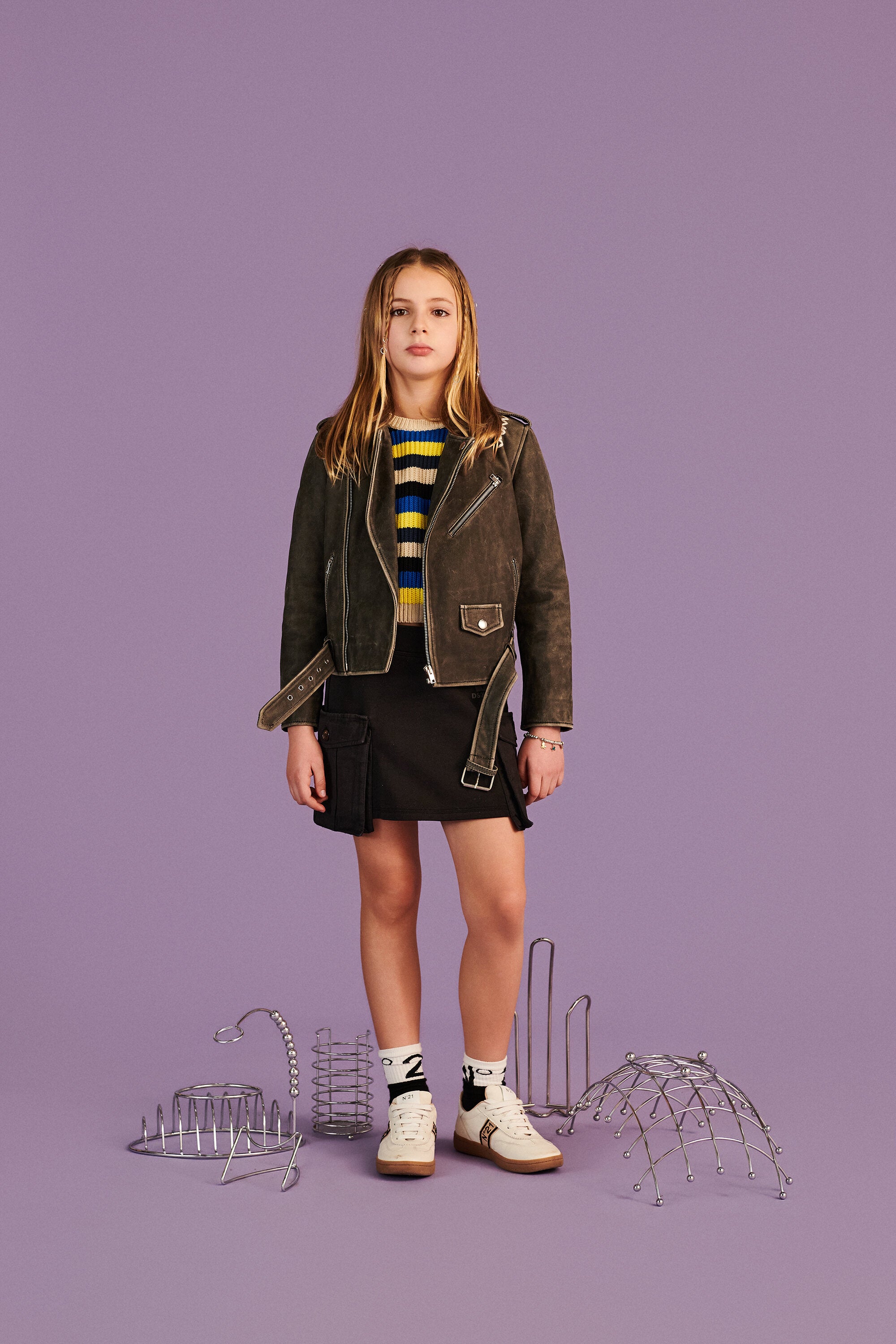 Real leather jacket with a worn effect