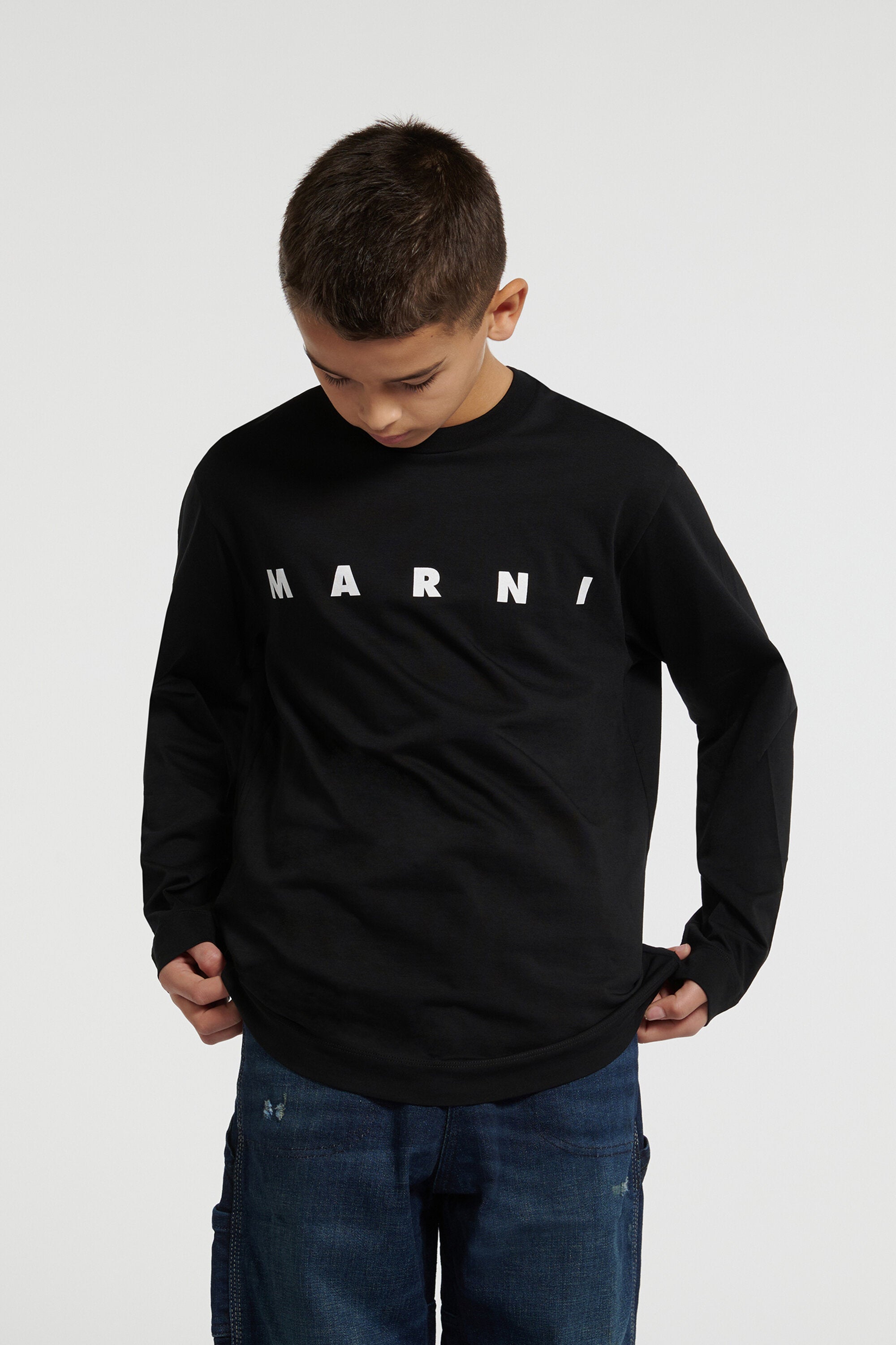 Long sleeves jersey T-shirt with Marni logo