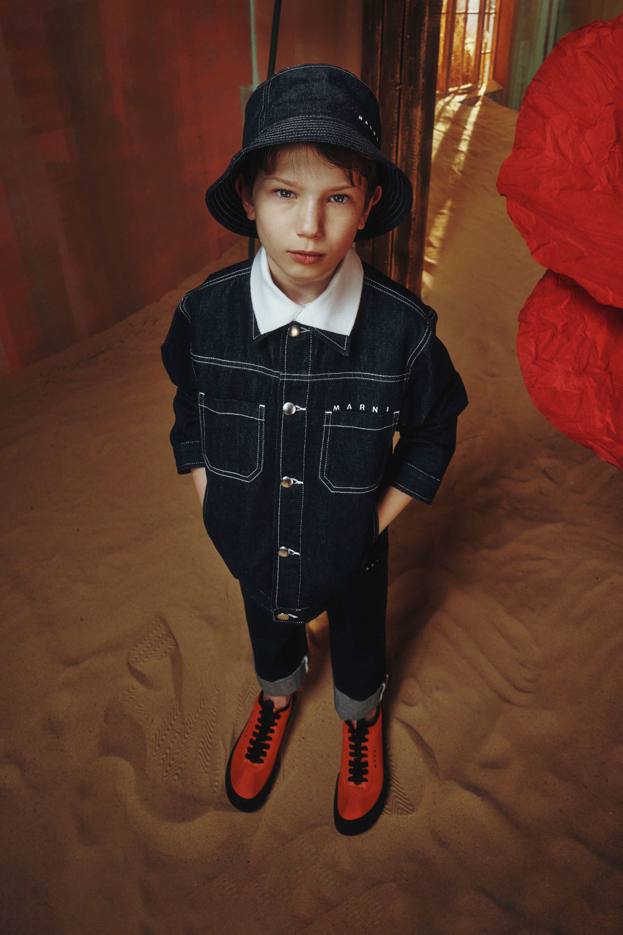 Denim jacket with printed logo