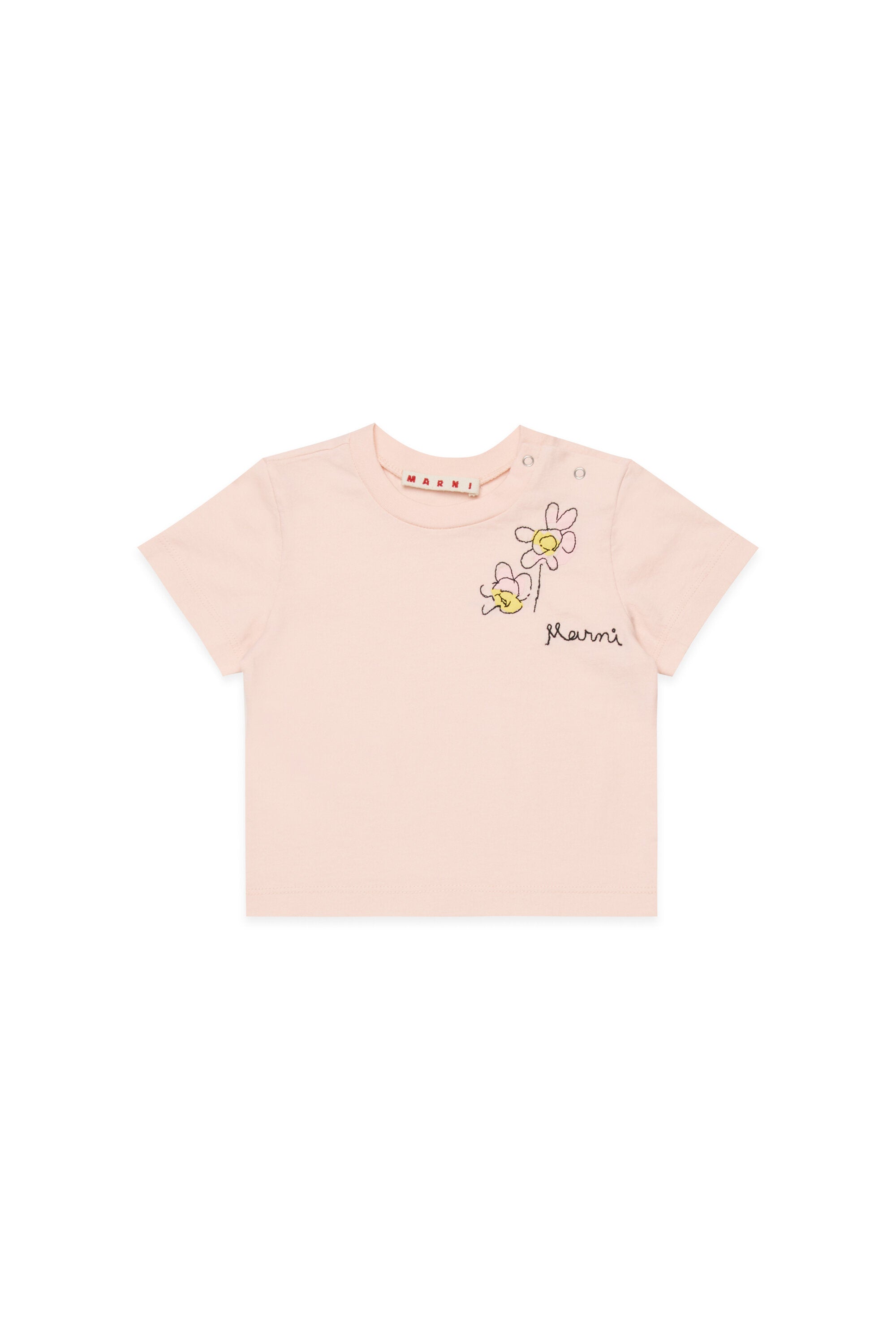 T-shirt with logo and floral embroidery
