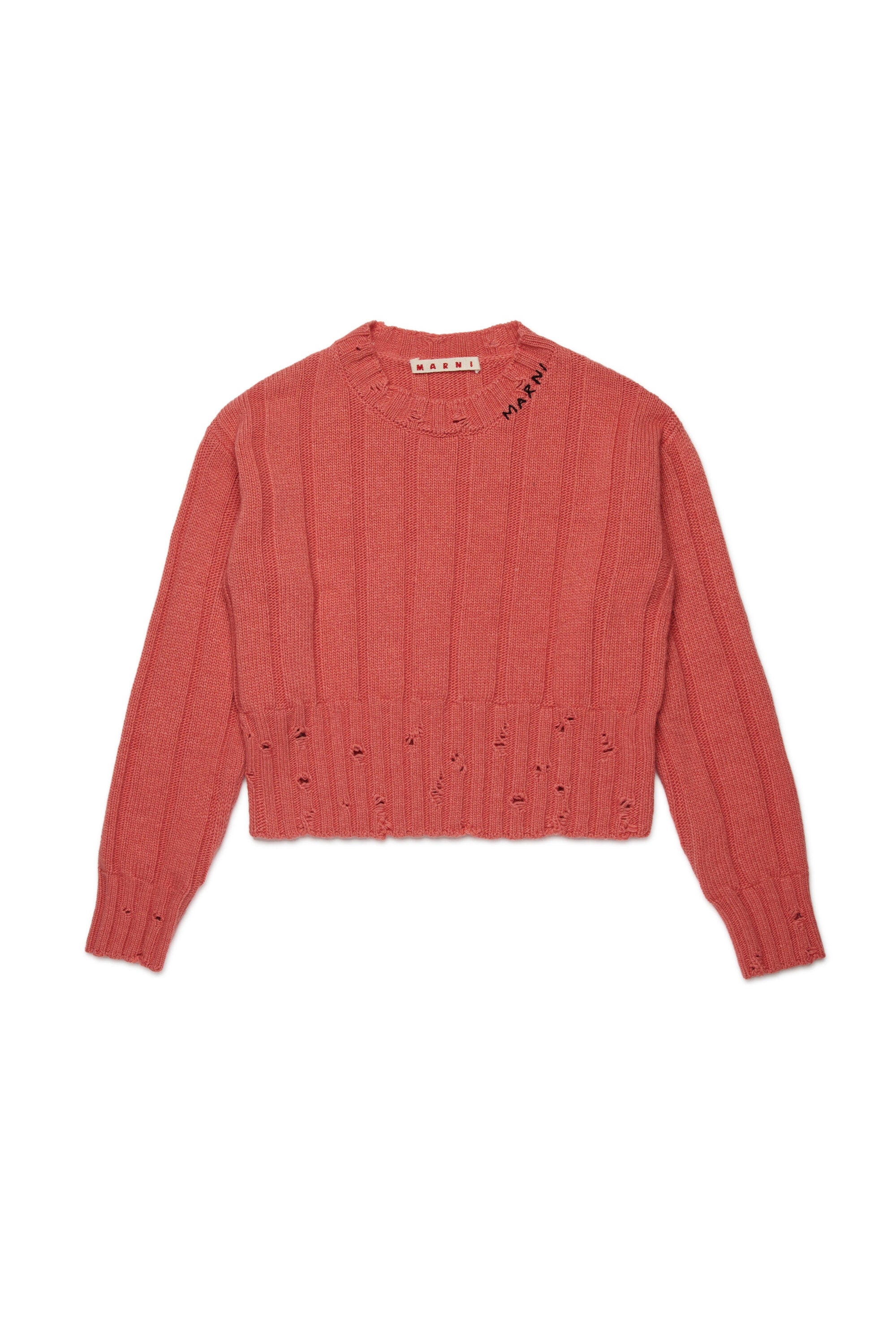 Jersey corto de mezcla de lana con rotos