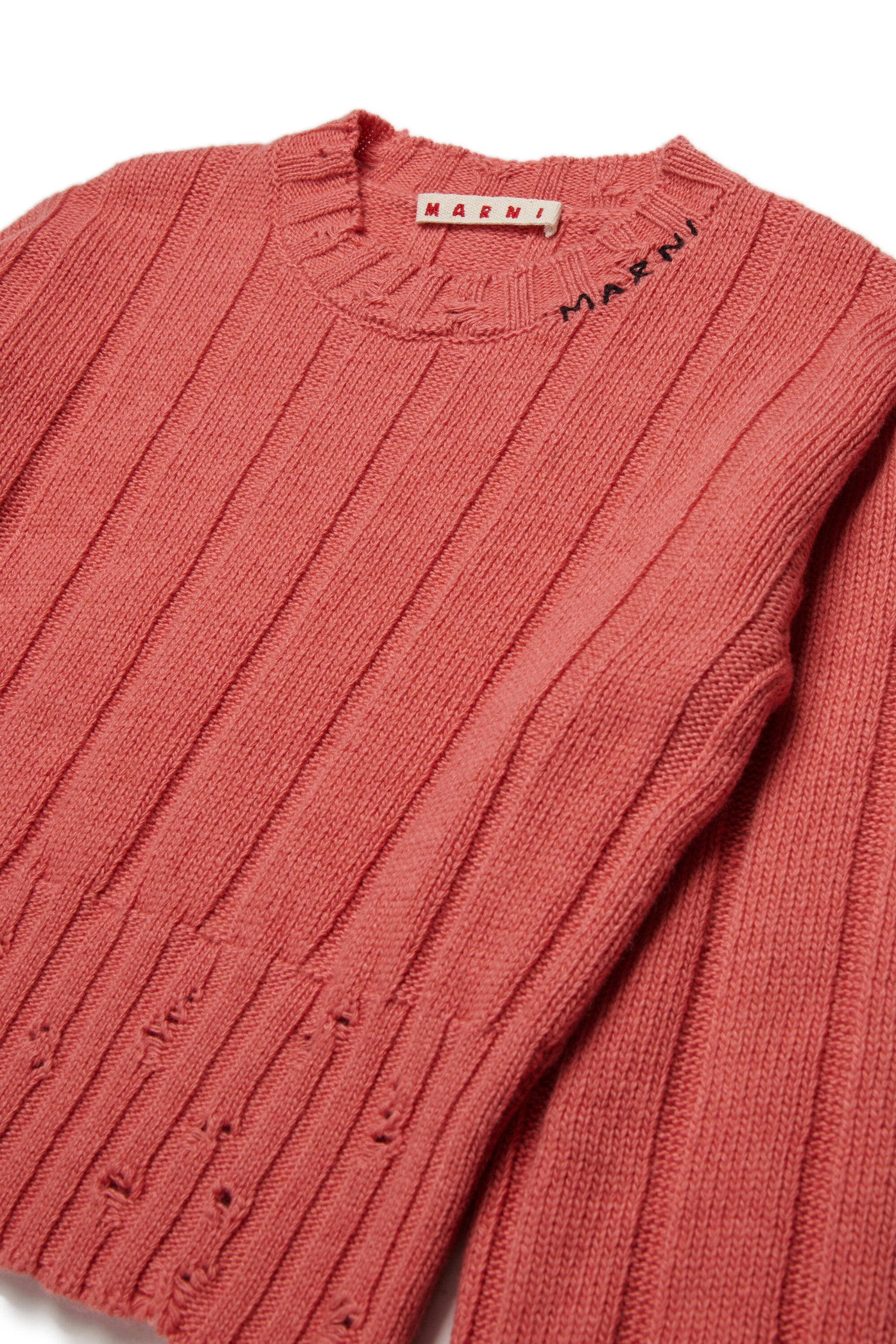 Cropped wool-blend pullover with breaks