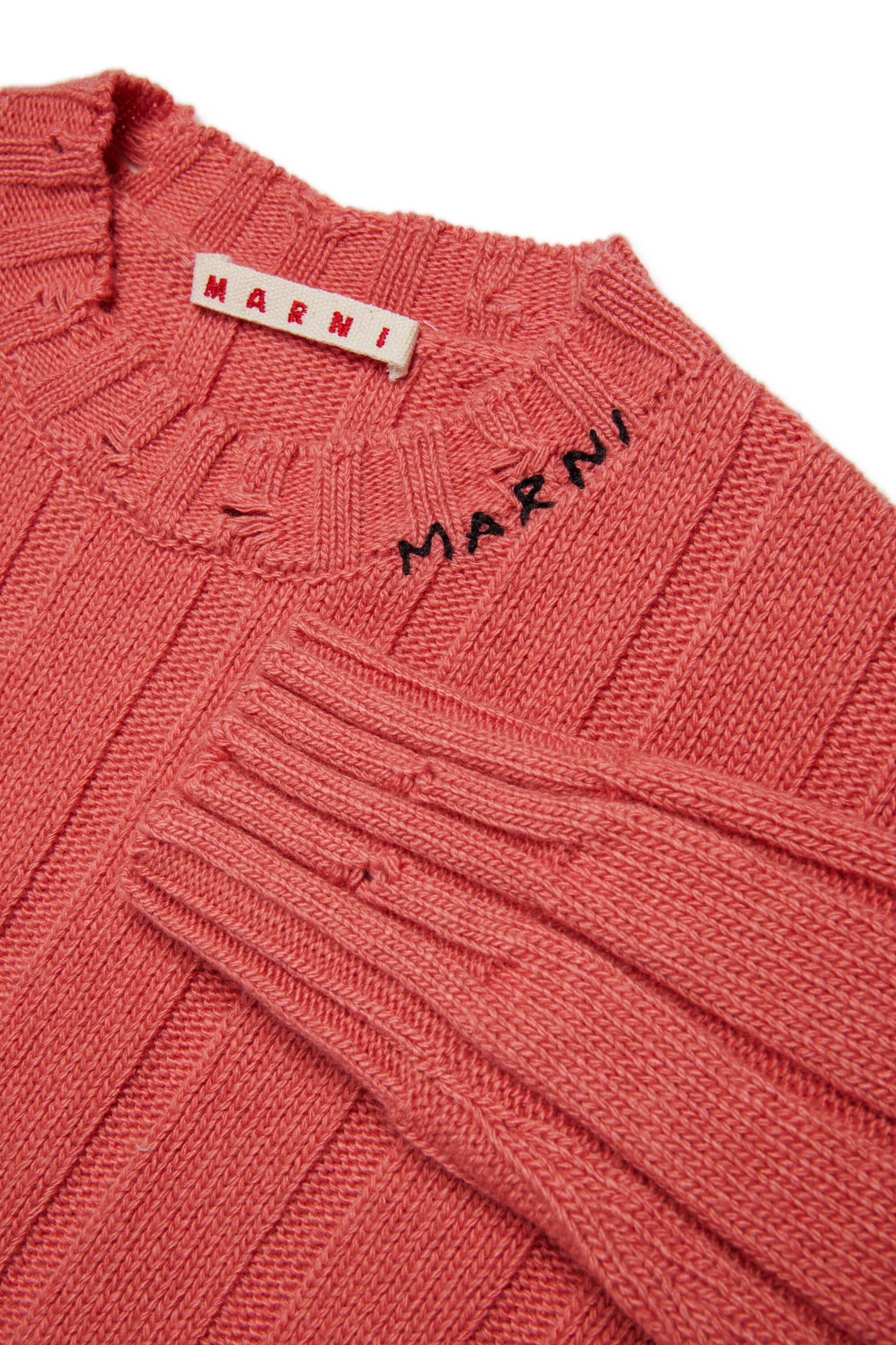 Jersey corto de mezcla de lana con rotos