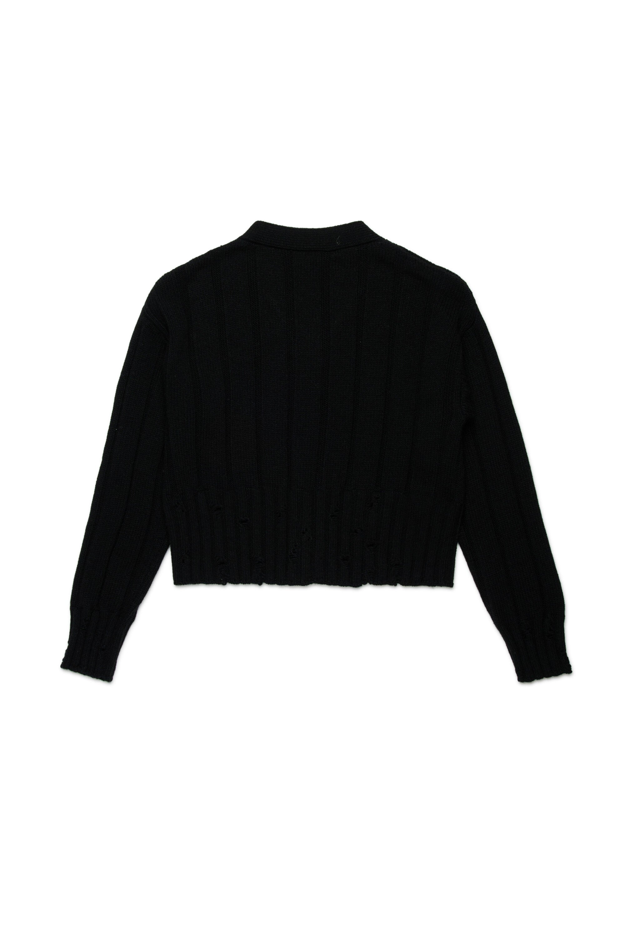 Wool-blend cardigan with breaks