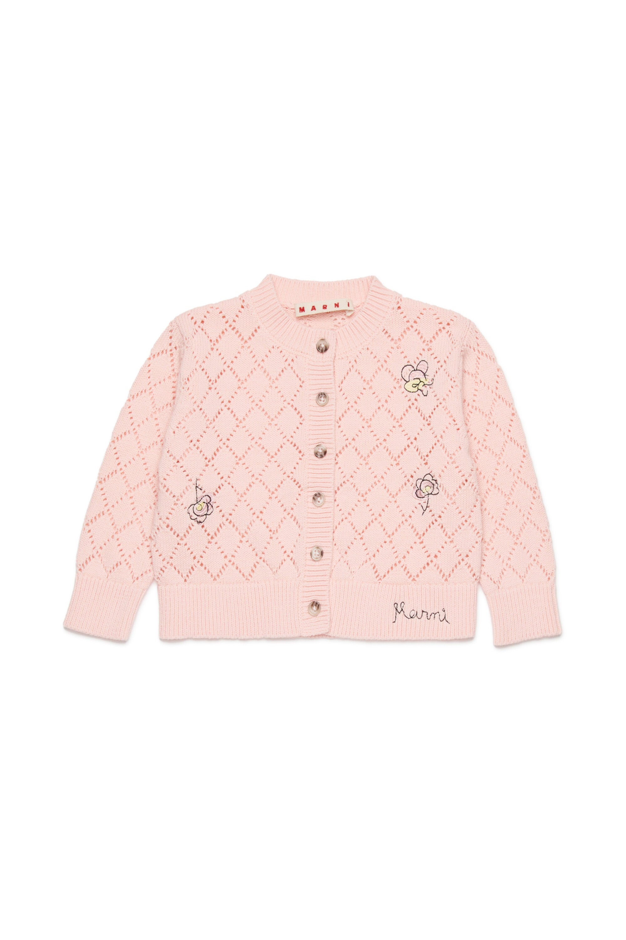 Openwork cardigan with floral embroidery
