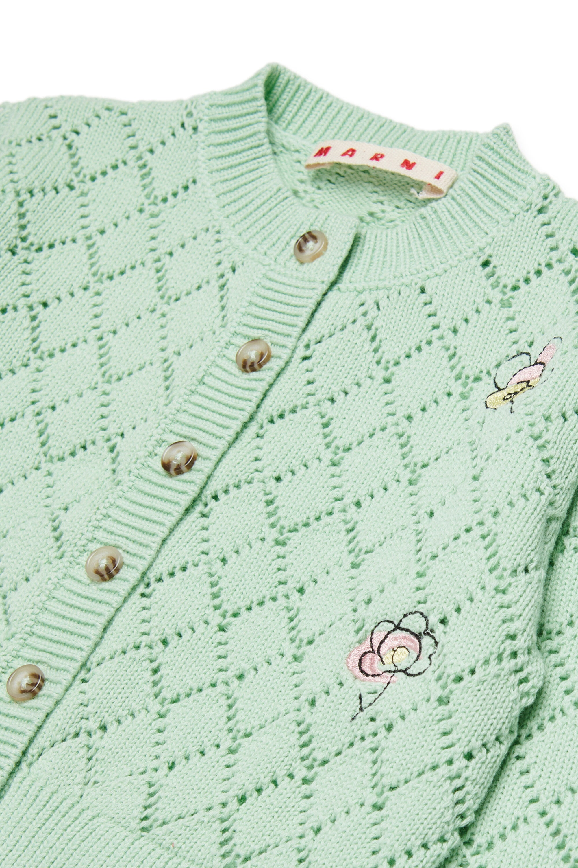 Cárdigan calado con bordado floral